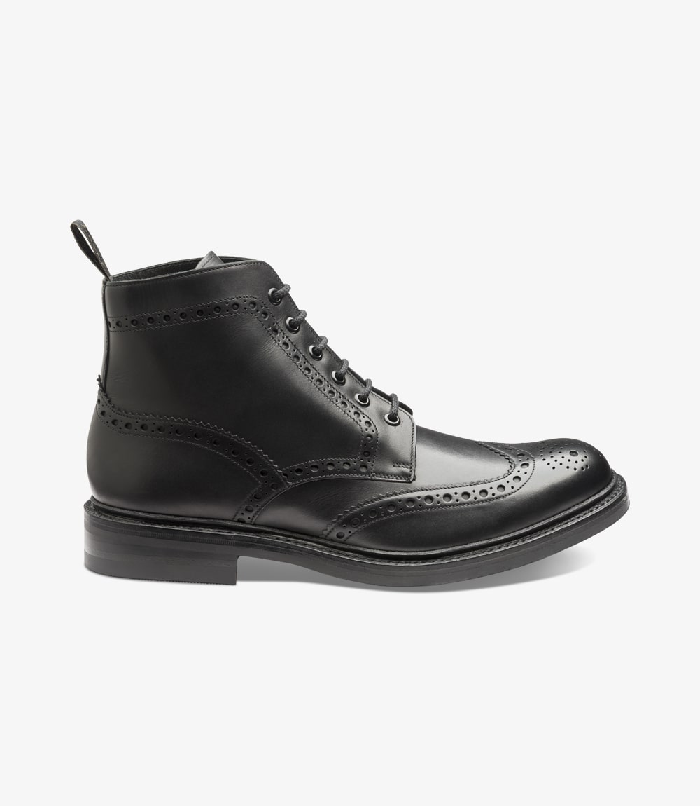 loake black and white brogues