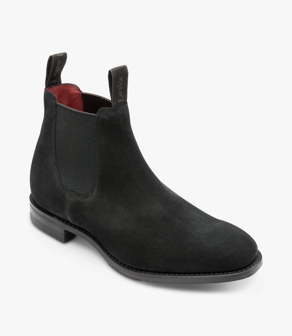 loake black suede chelsea boots