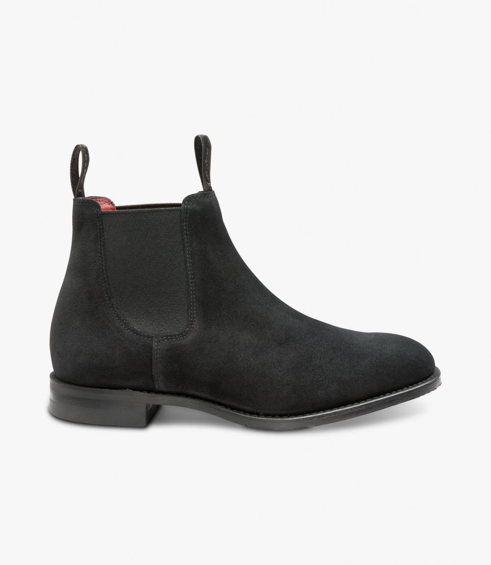 loake black suede chelsea boots