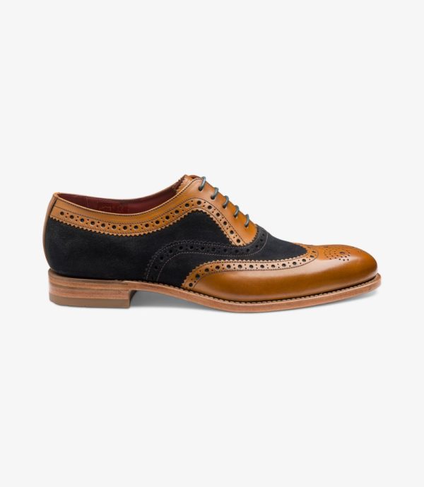 LOAKE L1 '302DKRG' Men's Dark Brown Leather Polished Oxford Brogue Shoes
