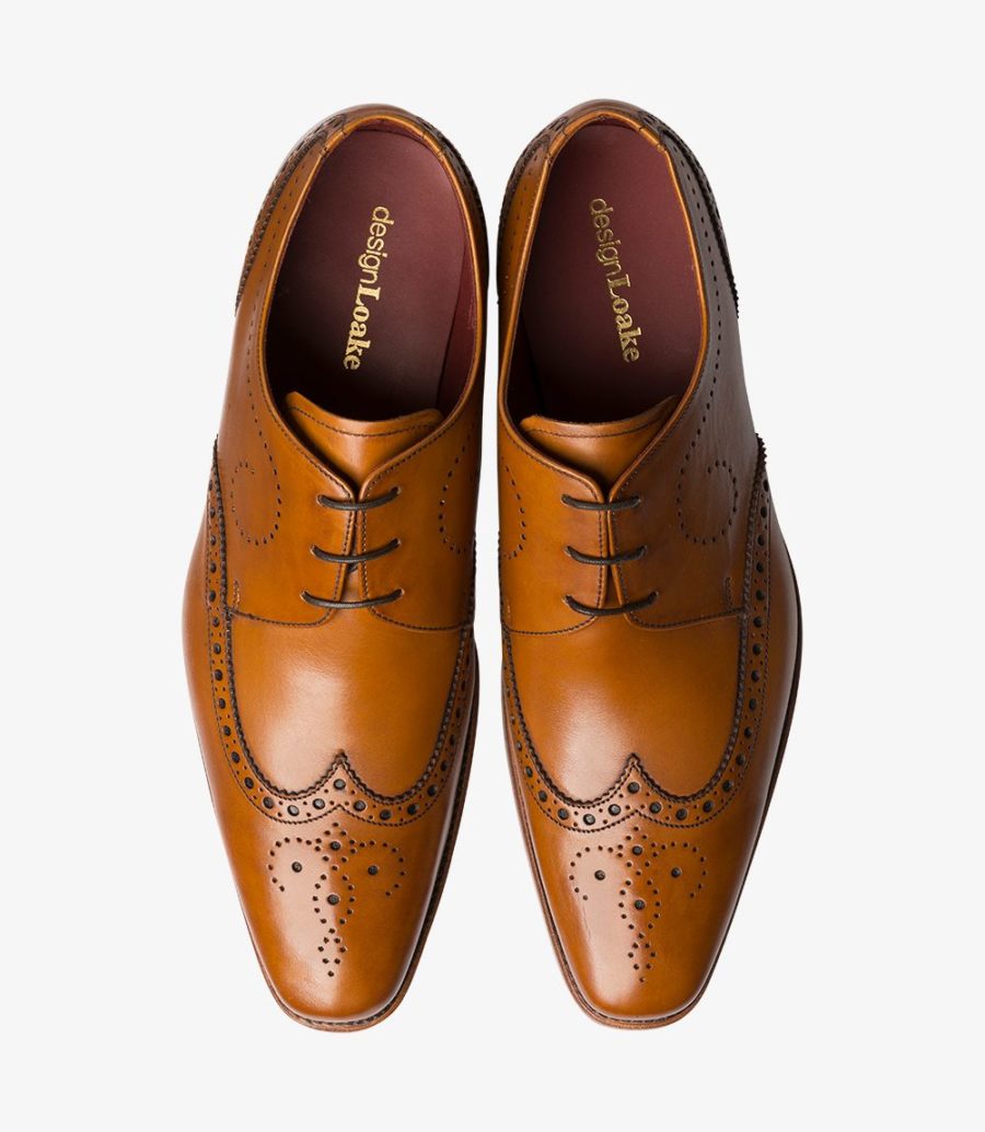 Loake Kruger Leather Brogue Wingtip Work Casual Flat Mens Shoes 
