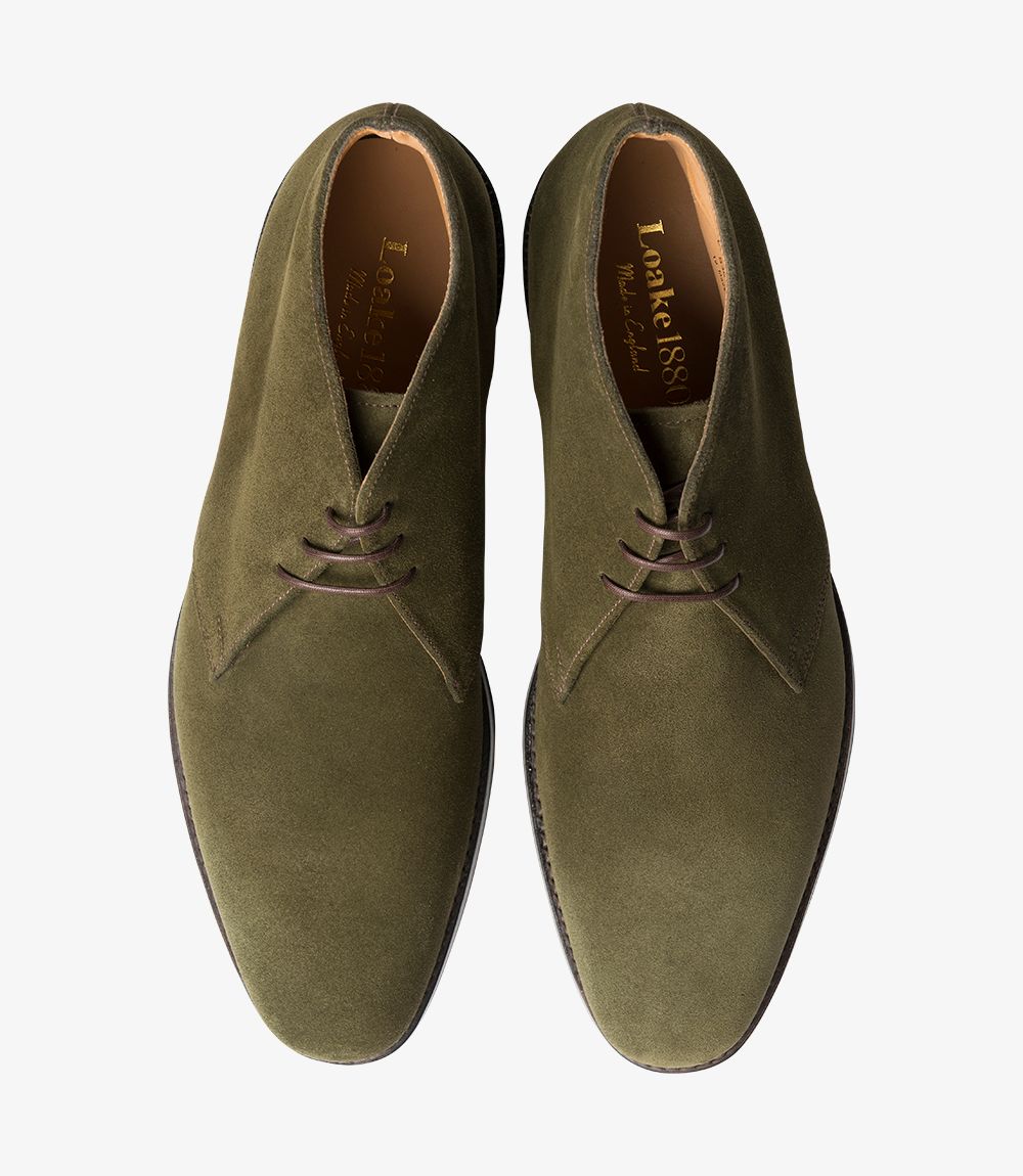 loake green suede boots