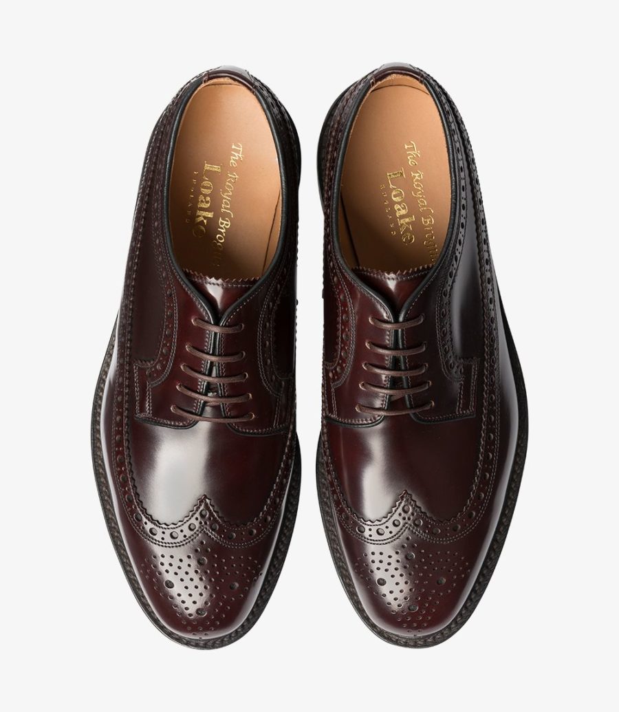 loake black and white brogues