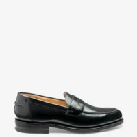 Men's 356 in black leather loafer shoes featuring rubber soles | Side View