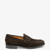 Men's 356 in dark brown suede loafer shoes featuring rubber soles | Side View