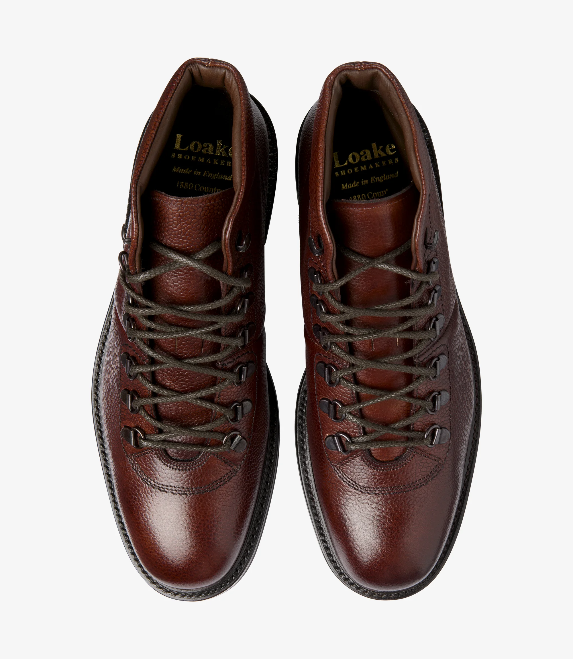 Loake Hiker Boot in Burgundy Grain Calf Leather single top view shot