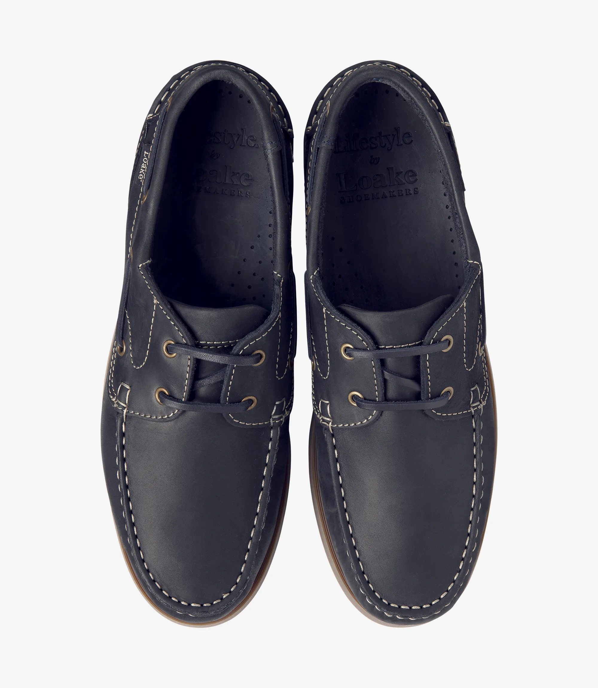 Men's Lymington in Navy Nubuck boat shoes featuring rubber soles | Top View