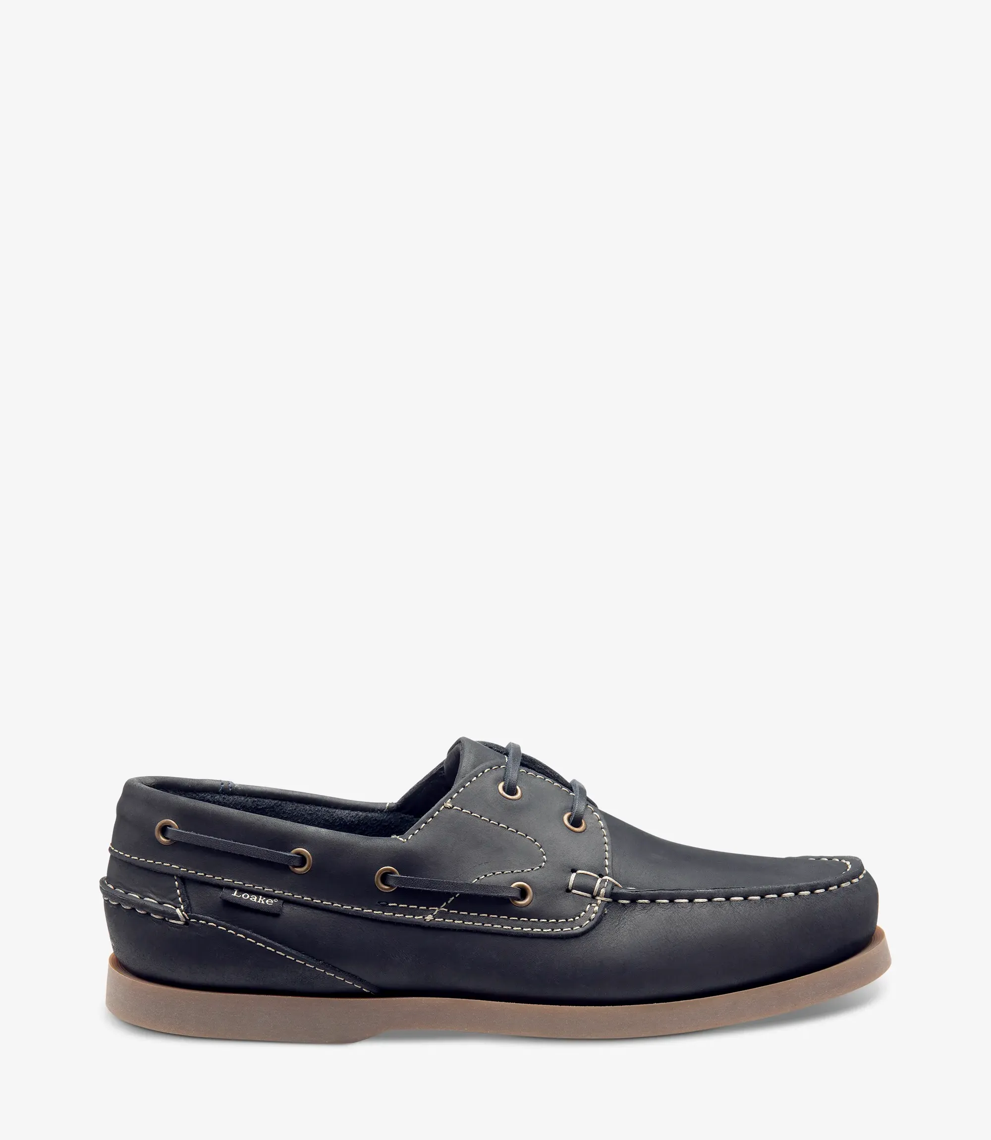 Men's Lymington in Navy Nubuck boat shoes featuring rubber soles | Side View