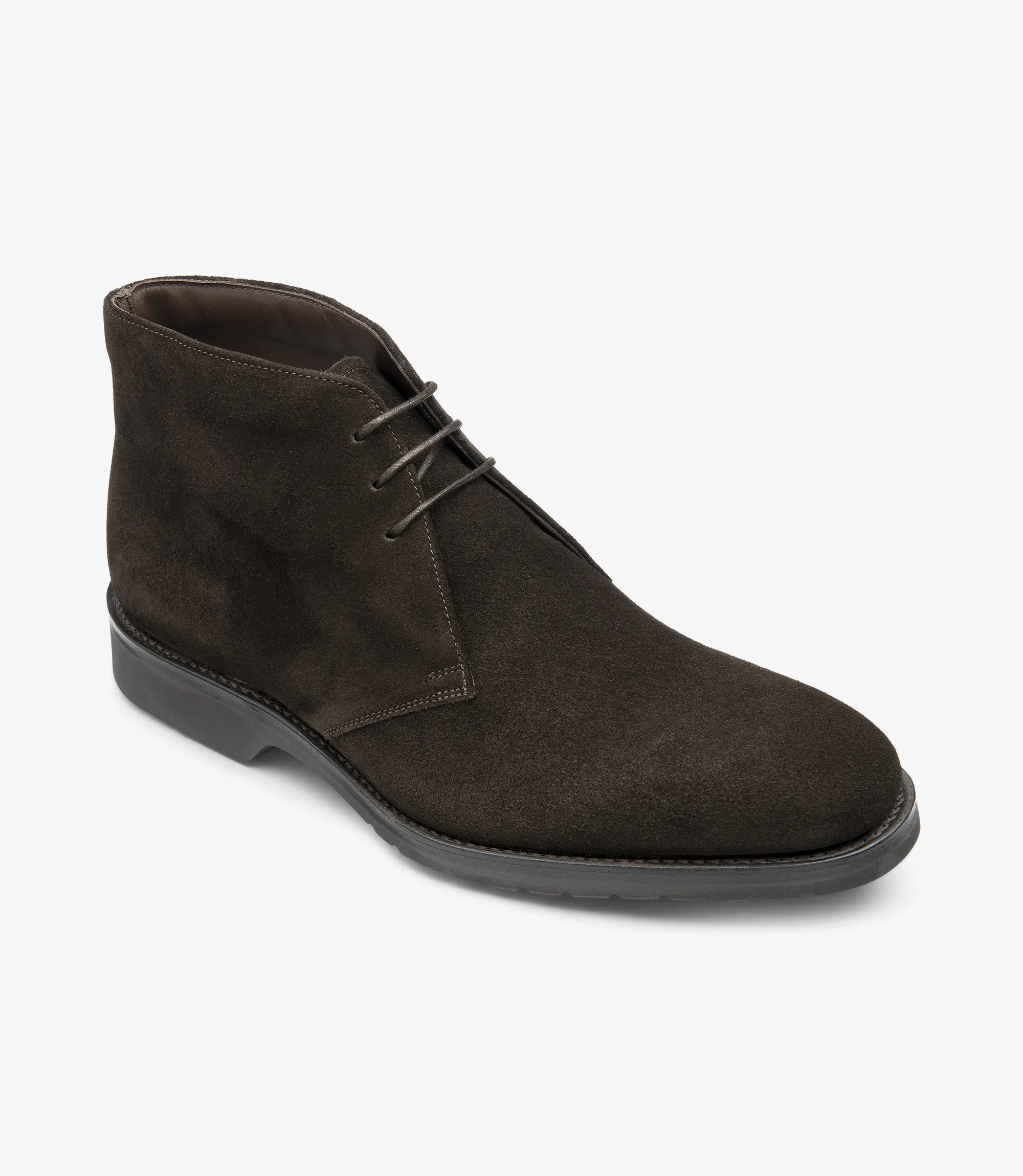 Men's Altman Dark brown suede boot shoes featuring rubber soles | Angle View