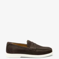 Men's Como Dark Brown loafer shoes featuring rubber soles | Side View