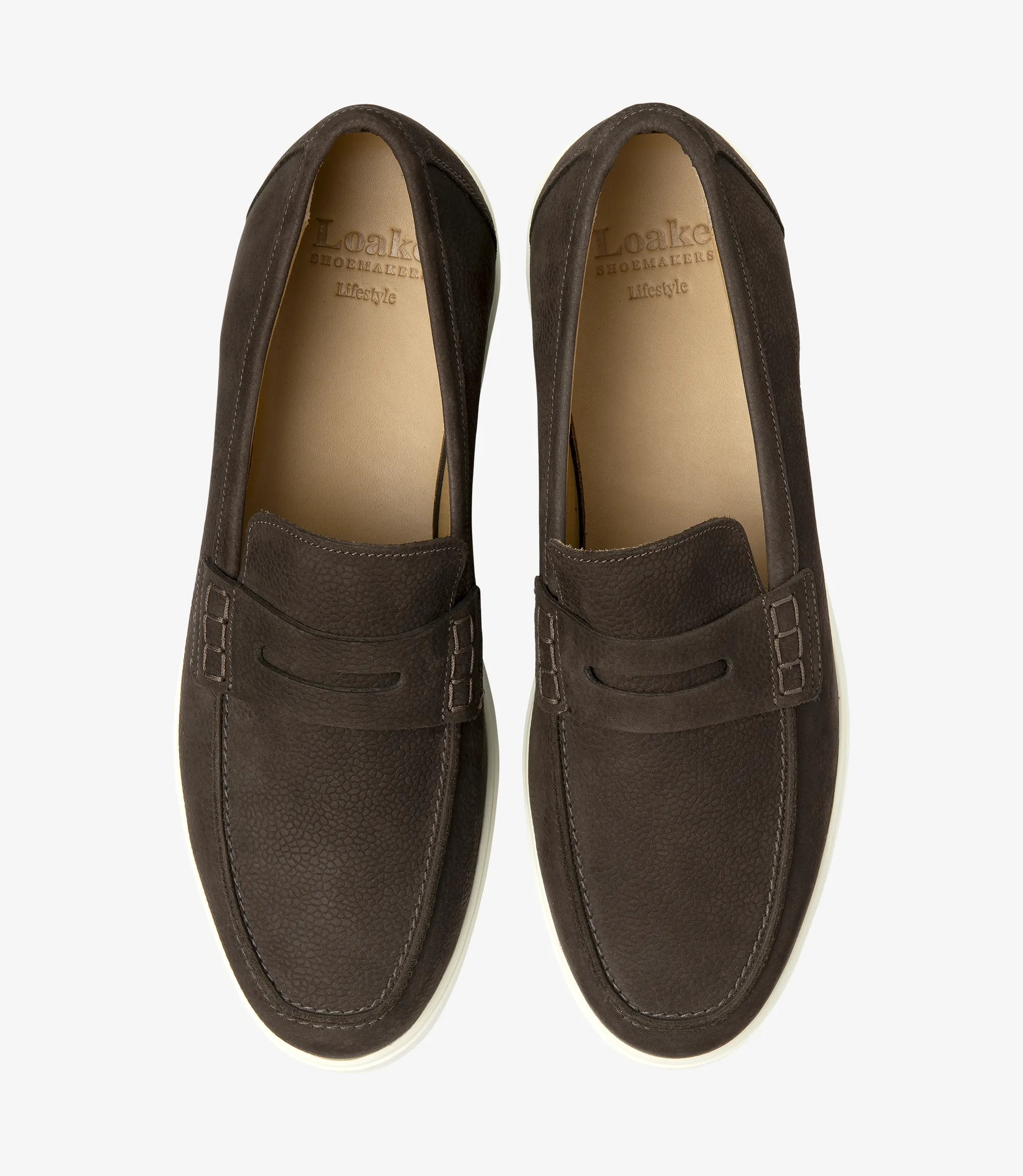 Men's Como Dark Brown loafer shoes featuring rubber soles | Top View