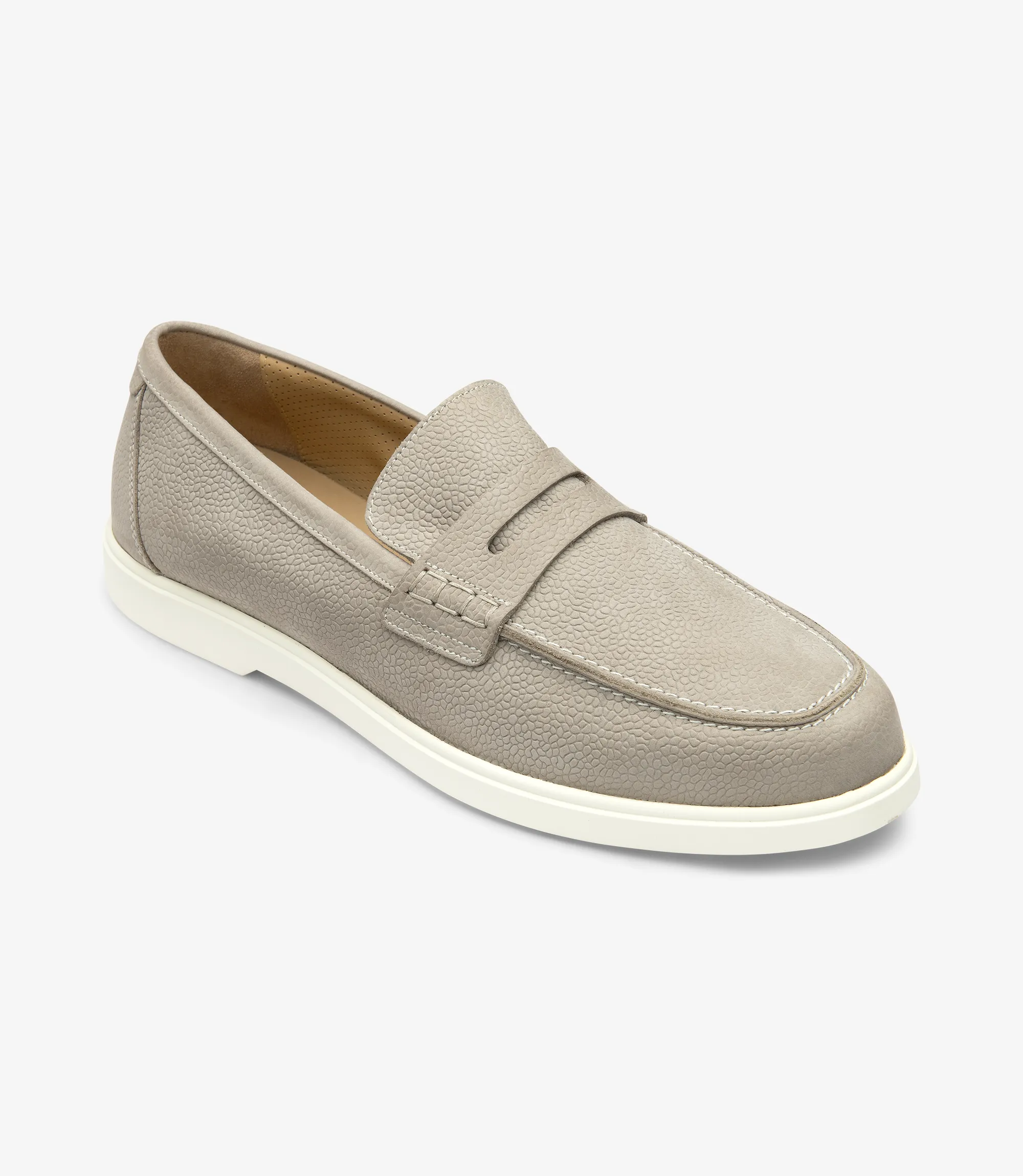 Men's Como Grey loafer shoes featuring rubber soles | Angle View