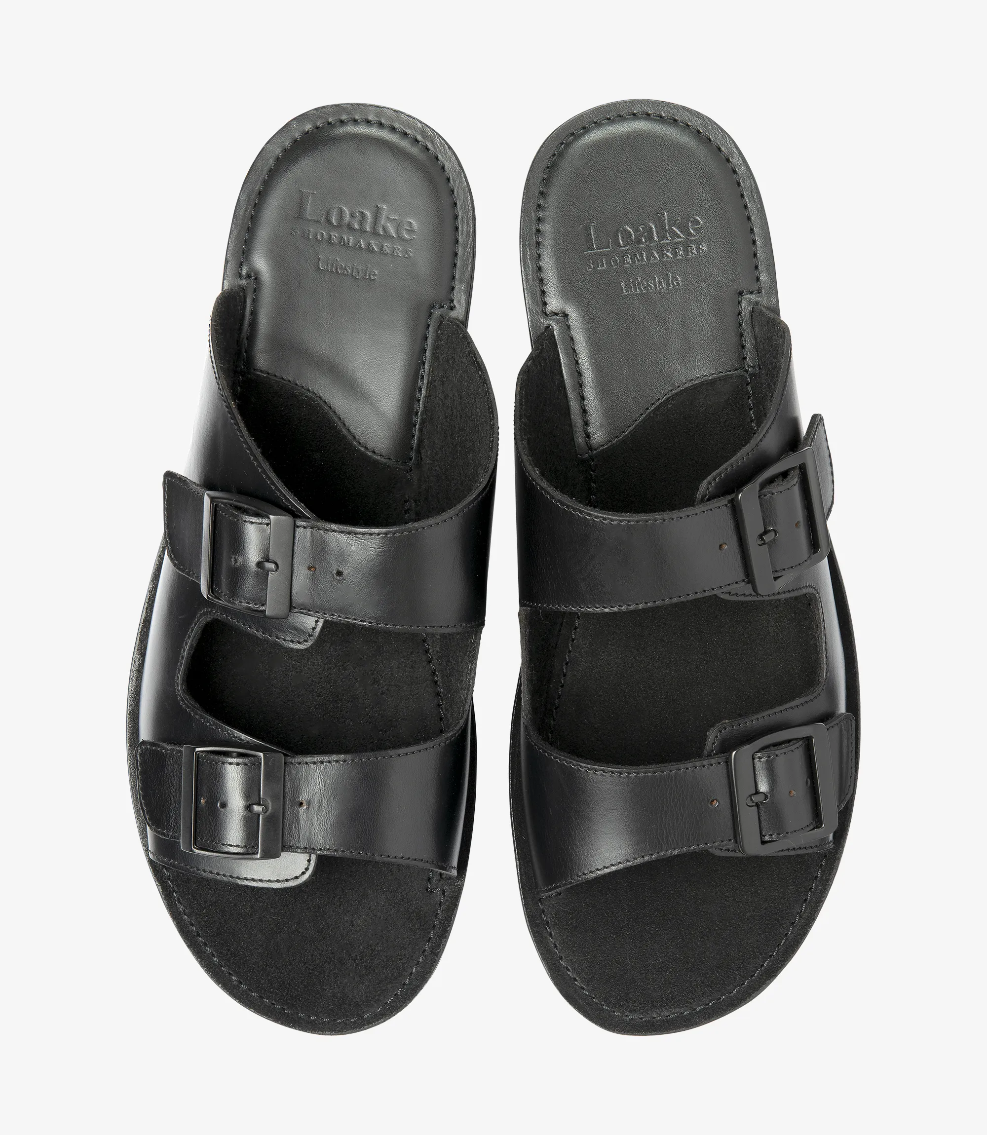 Men's Crete Black sandal shoes featuring rubber soles | Top View