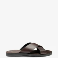 Men's Crete Dark Brown sandal shoes featuring rubber soles | Side View