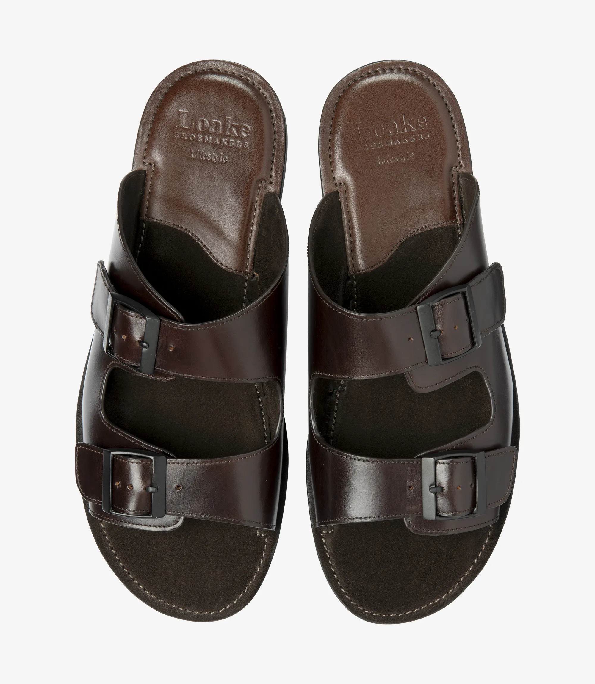 Men's Crete Dark Brown sandal shoes featuring rubber soles | Top View