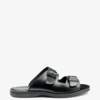 Men's Gozo Black sandal shoes featuring rubber soles | Side View