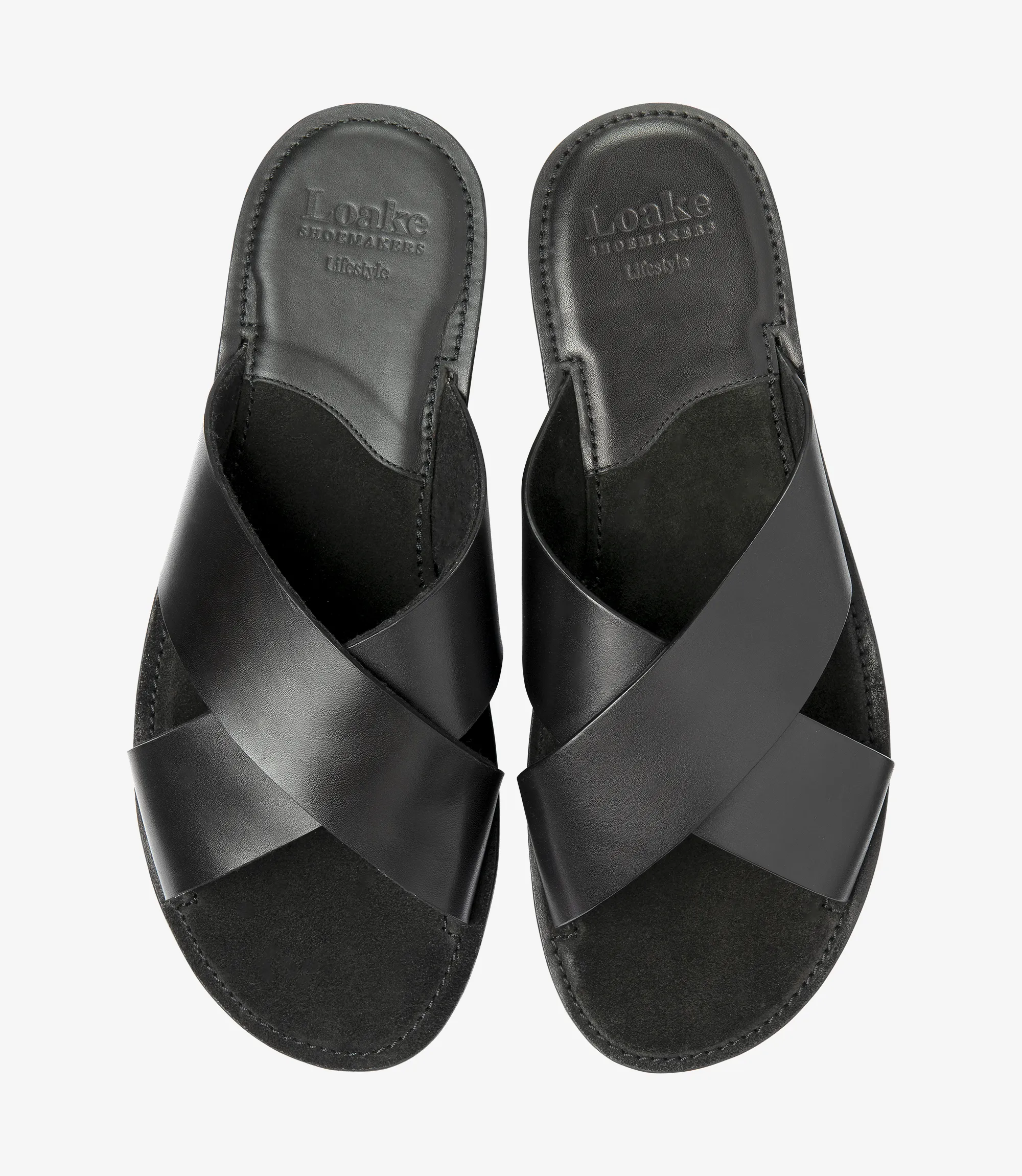 Men's Gozo Black sandal shoes featuring rubber soles | Top View