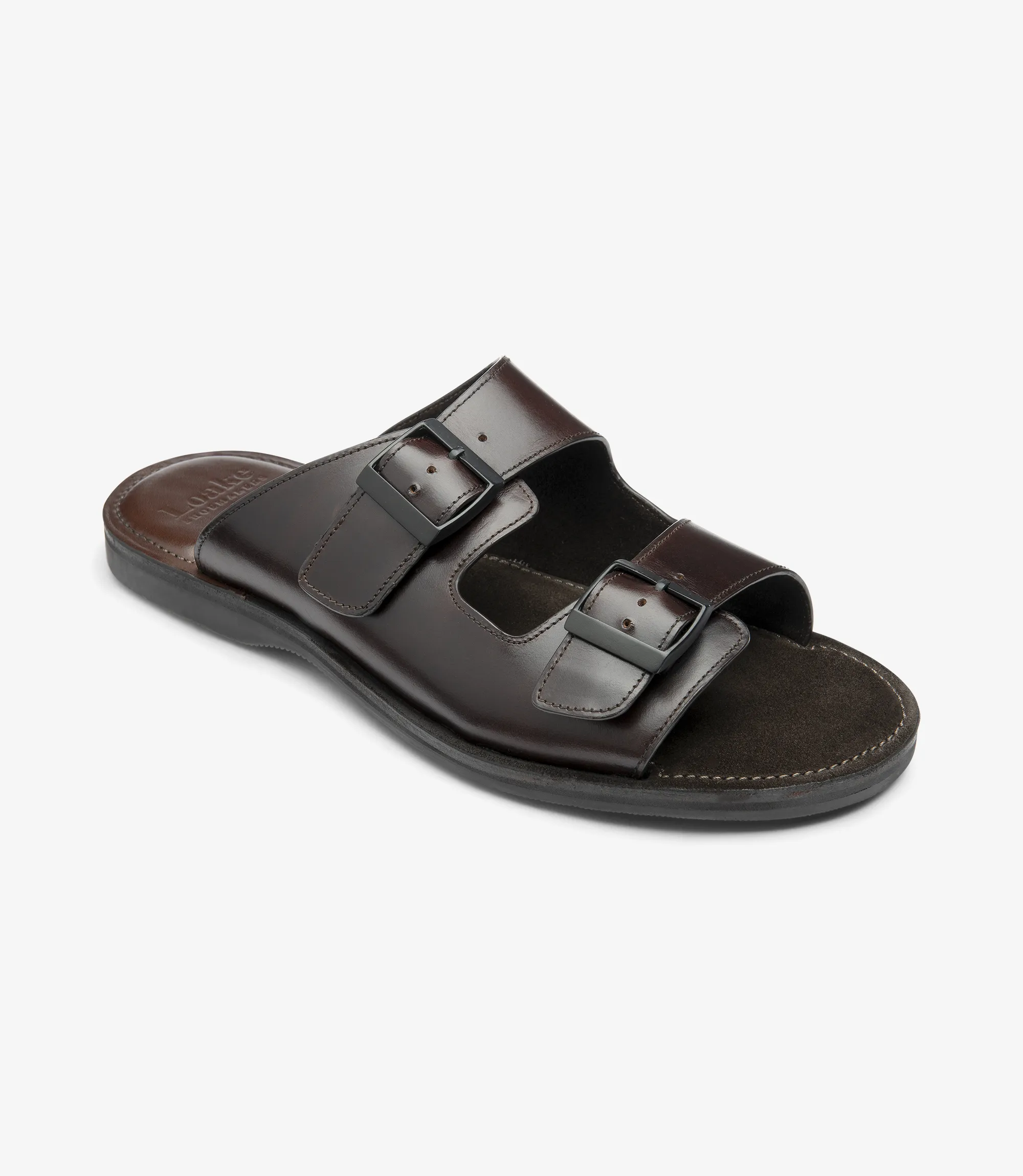 Men's Gozo Dark Brown sandal shoes featuring rubber soles | Angle View