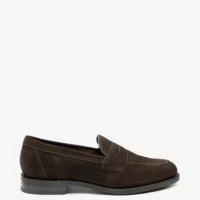 Men's Imperial Dark brown suede loafer shoes featuring rubber soles | Side View