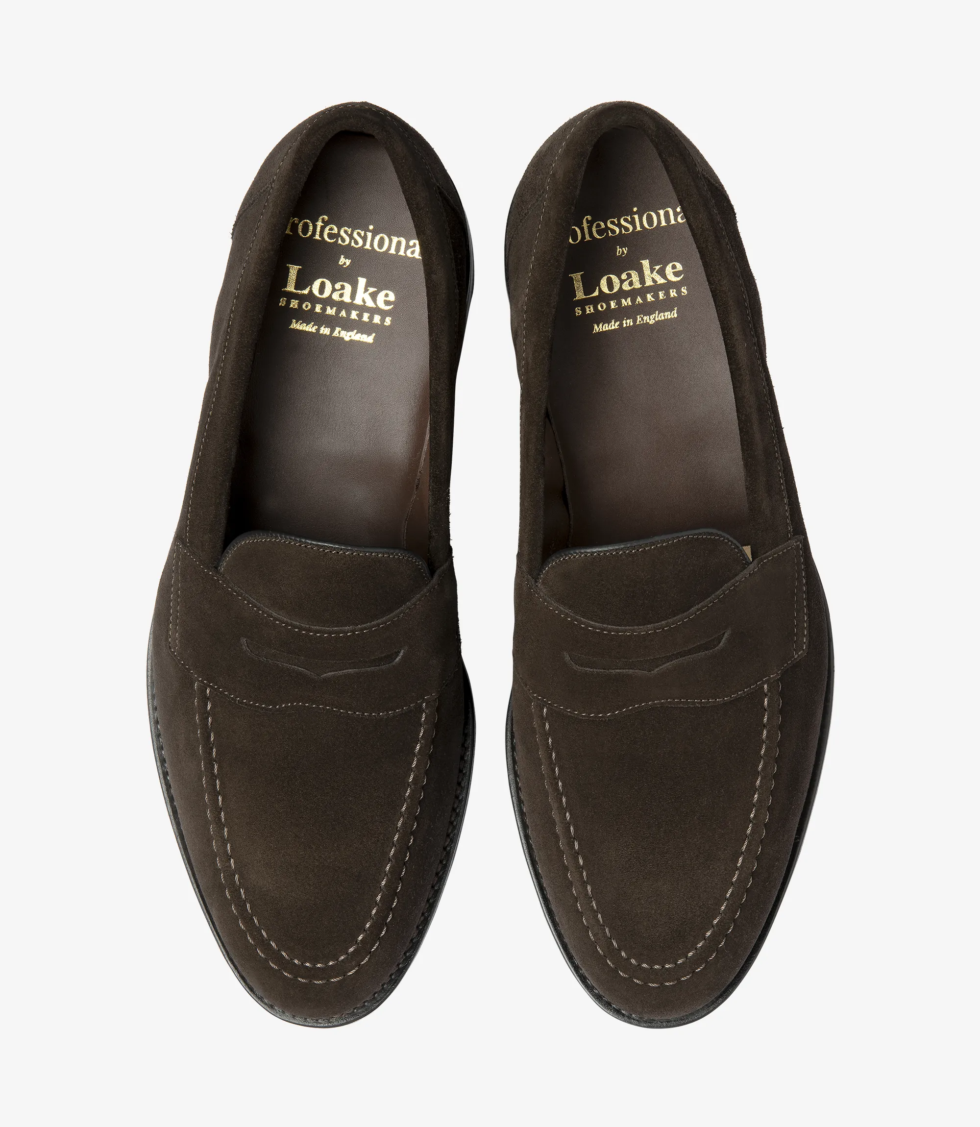Men's Imperial Dark brown suede loafer shoes featuring rubber soles | Top View
