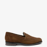 Men's Imperial Brown Suede loafer shoes featuring rubber soles | Side View