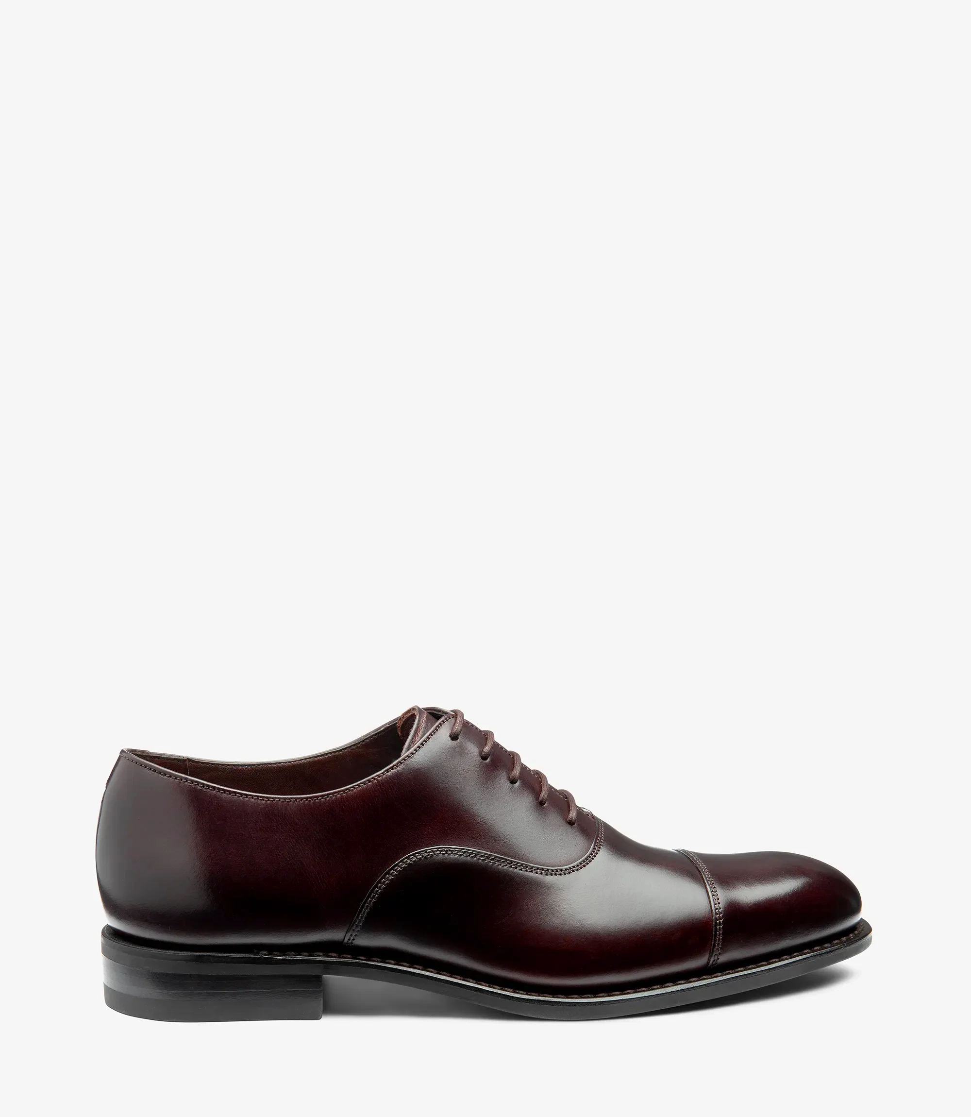 Men's Finsbury Dark Brown Waxy toe-cap shoes, featuring rubber soles | Side View
