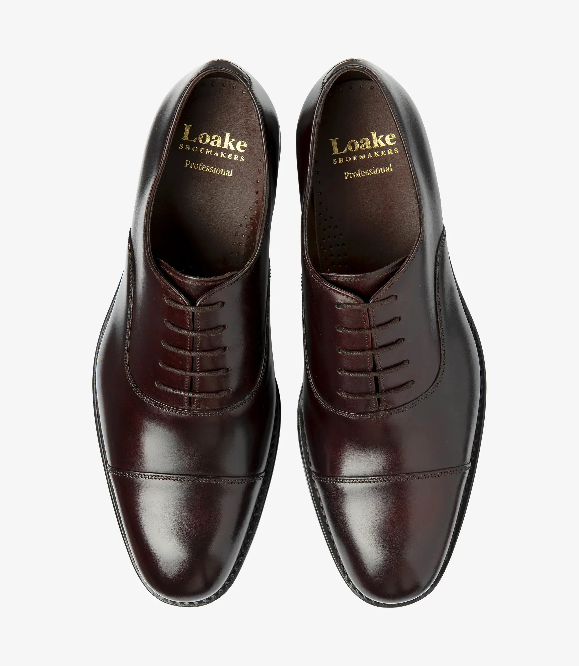Men's Finsbury Dark Brown Waxy toe-cap shoes, featuring rubber soles | Top View