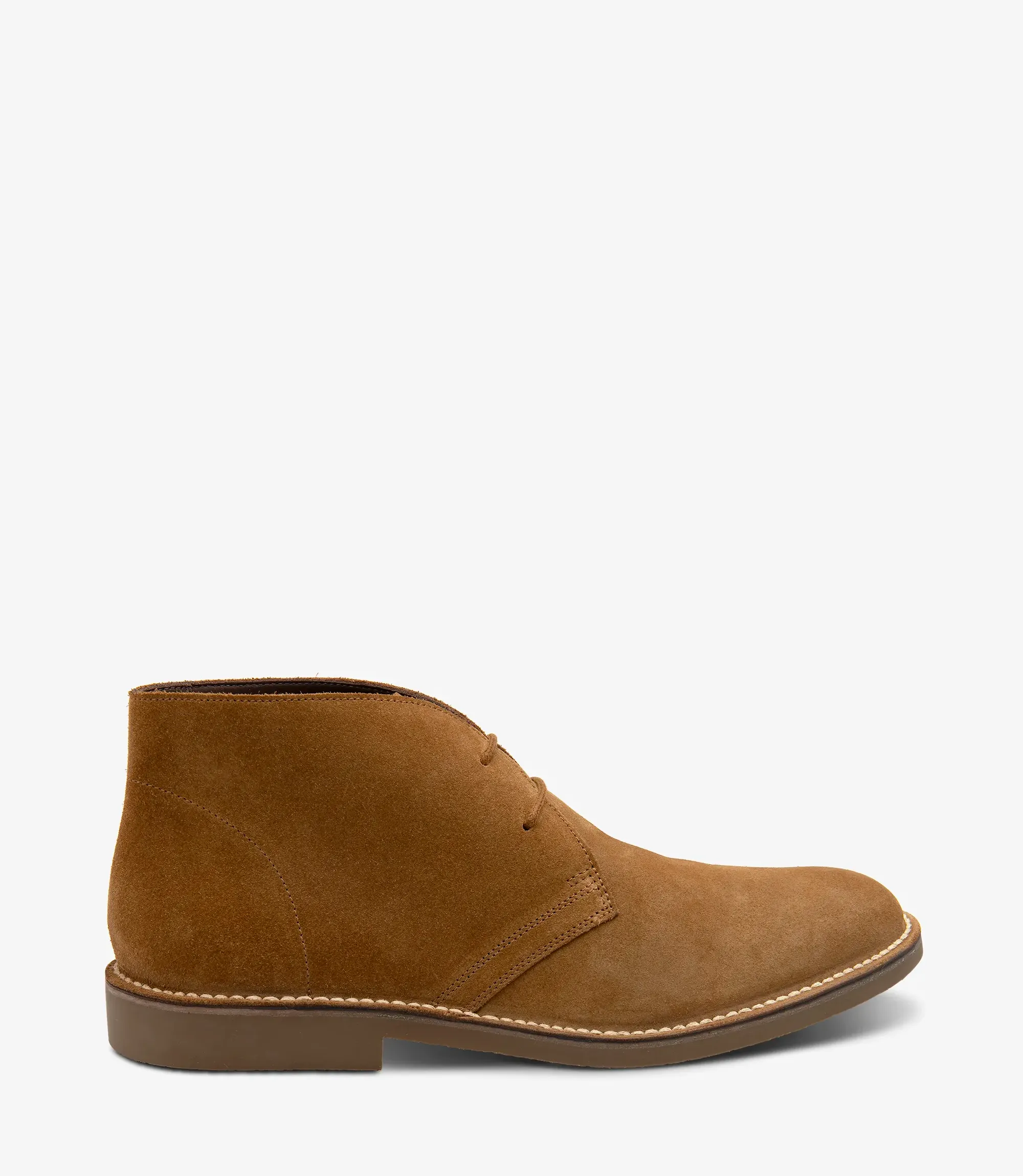 Men's Sahara Chestnut Brown Suede boot shoes featuring rubber soles | Side View