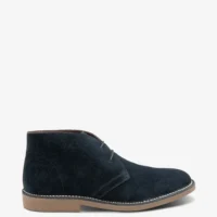 Men's Sahara Navy Suede boot shoes featuring rubber soles | Side View