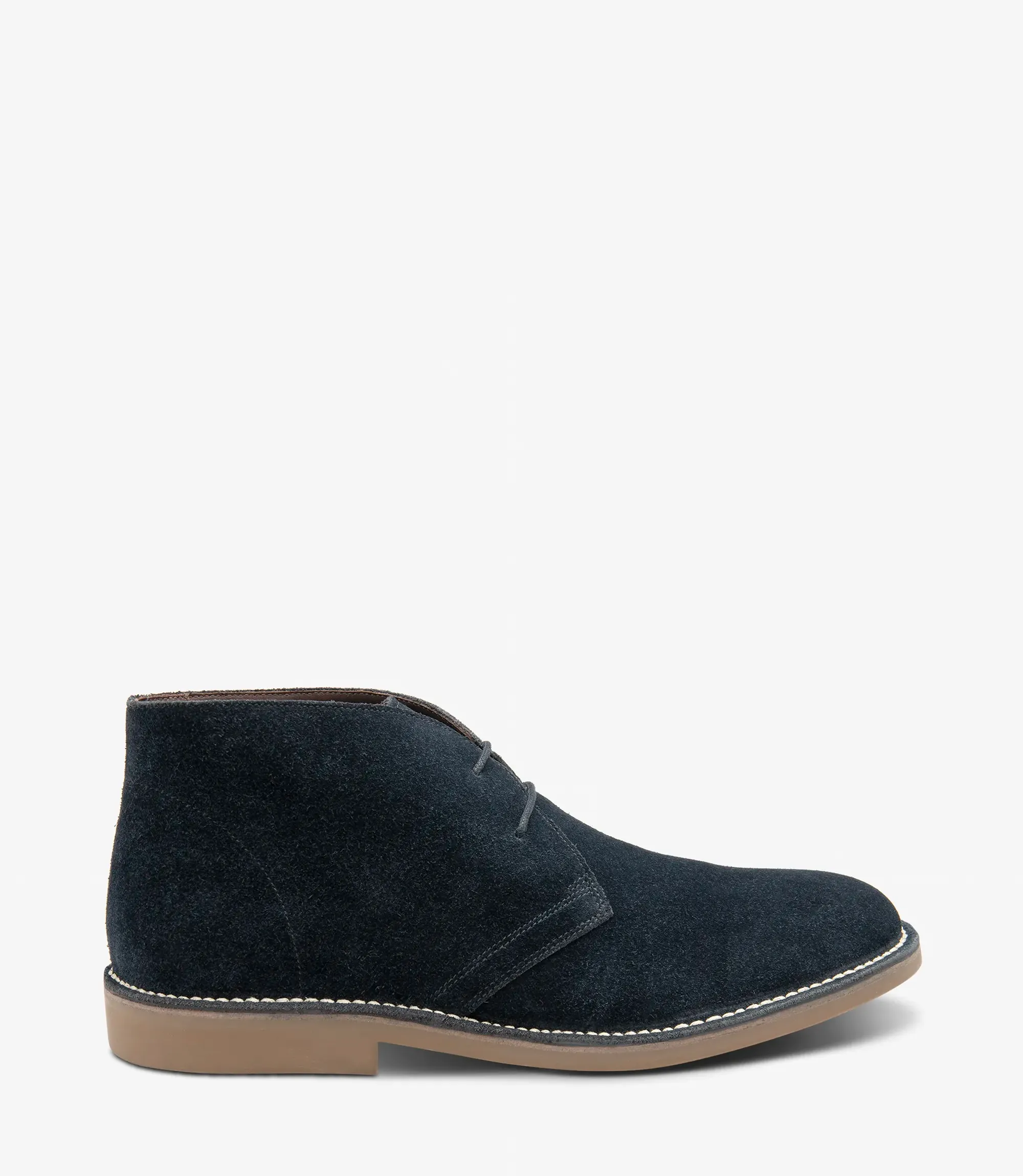 Men's Sahara Navy Suede boot shoes featuring rubber soles | Side View