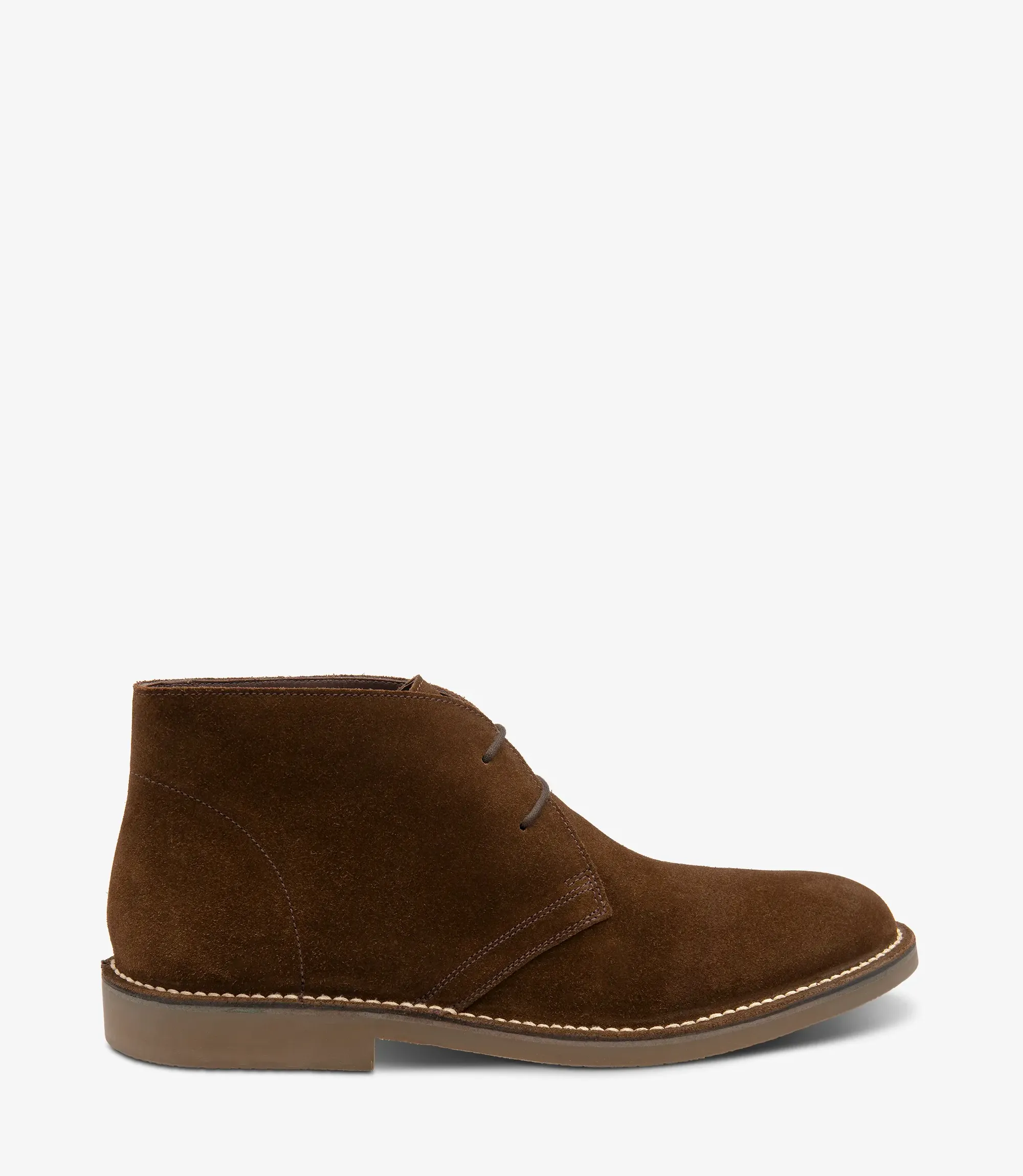 Men's Sahara Brown Suede boot shoes featuring rubber soles | Side View