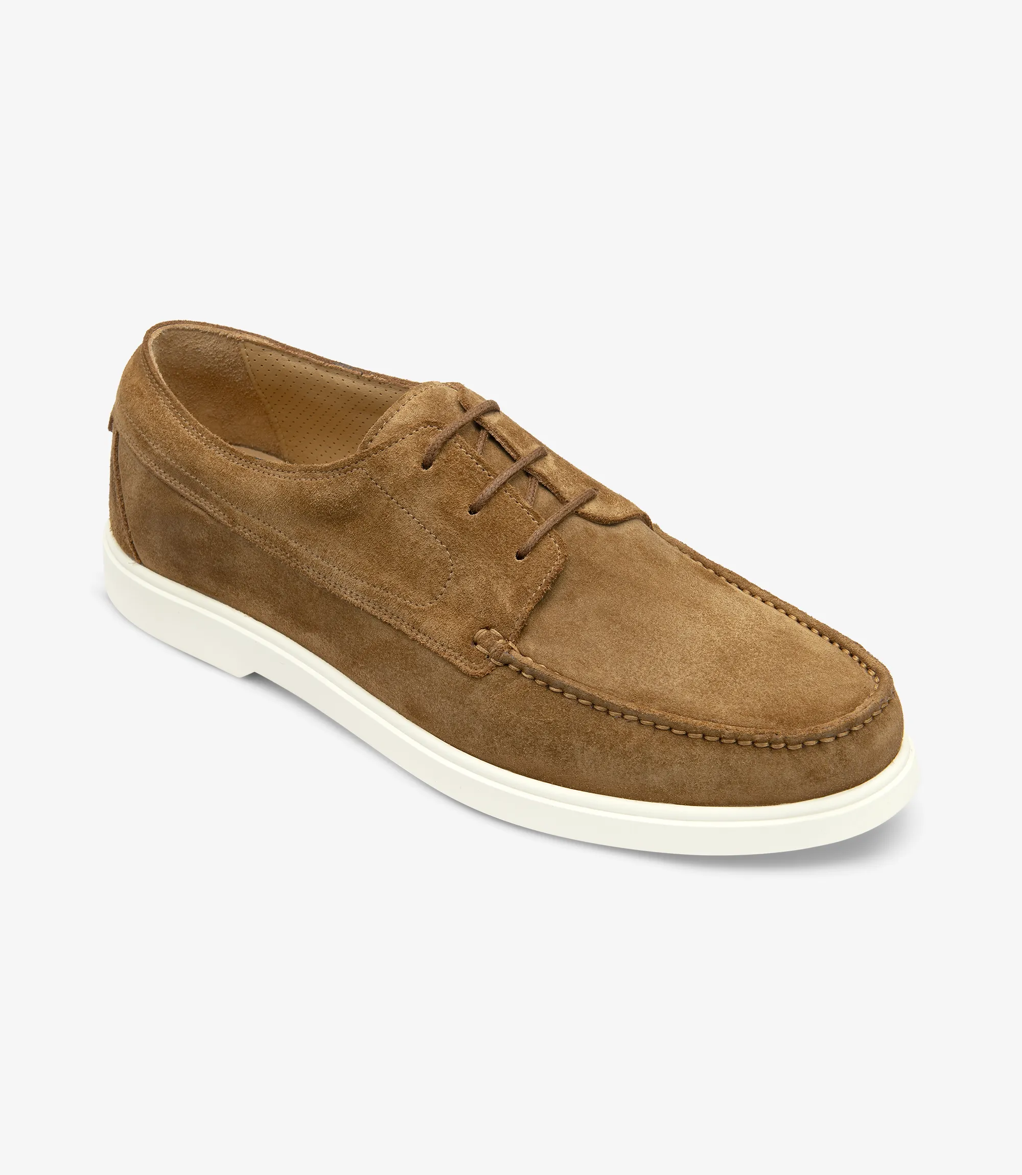 Men's Sardinia Chestnut Brown loafer shoes featuring rubber soles | Angle View