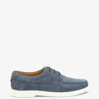 Men's Sardinia Light Blue Suede loafer shoes featuring rubber soles | Side View