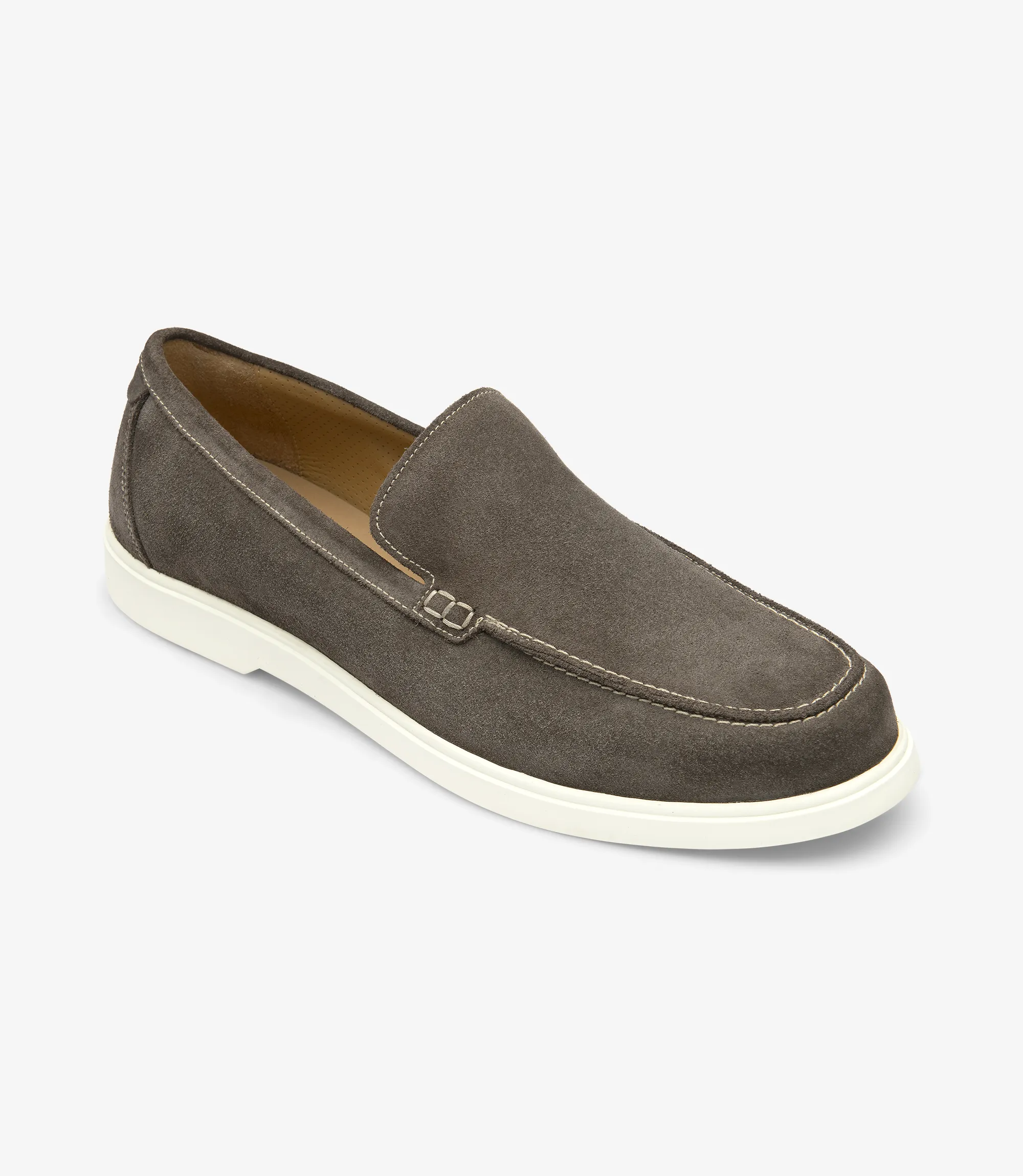 Men's Tuscany Anthracite loafer shoes featuring rubber soles | Angle View
