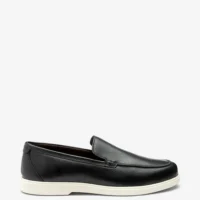 Men's Tuscany Black Grain loafer shoes featuring rubber soles | Side View