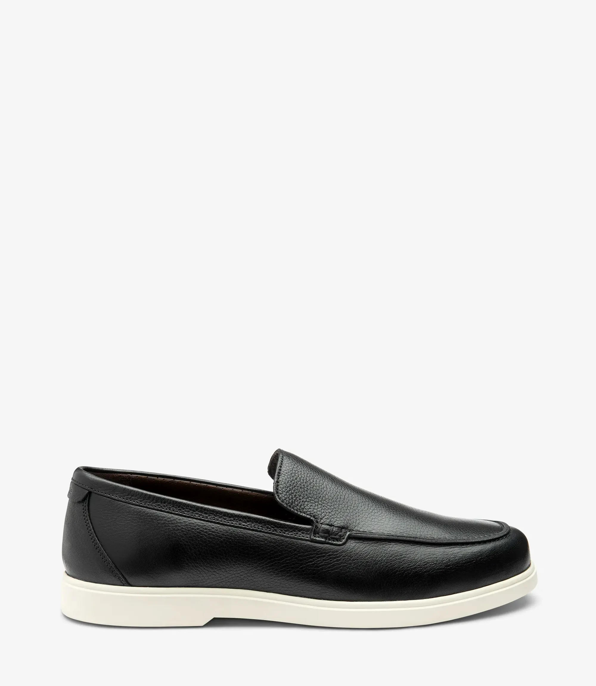 Men's Tuscany Black Grain loafer shoes featuring rubber soles | Side View