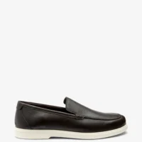 Men's Tuscany Dark Brown Grain loafer shoes featuring rubber soles | Side View