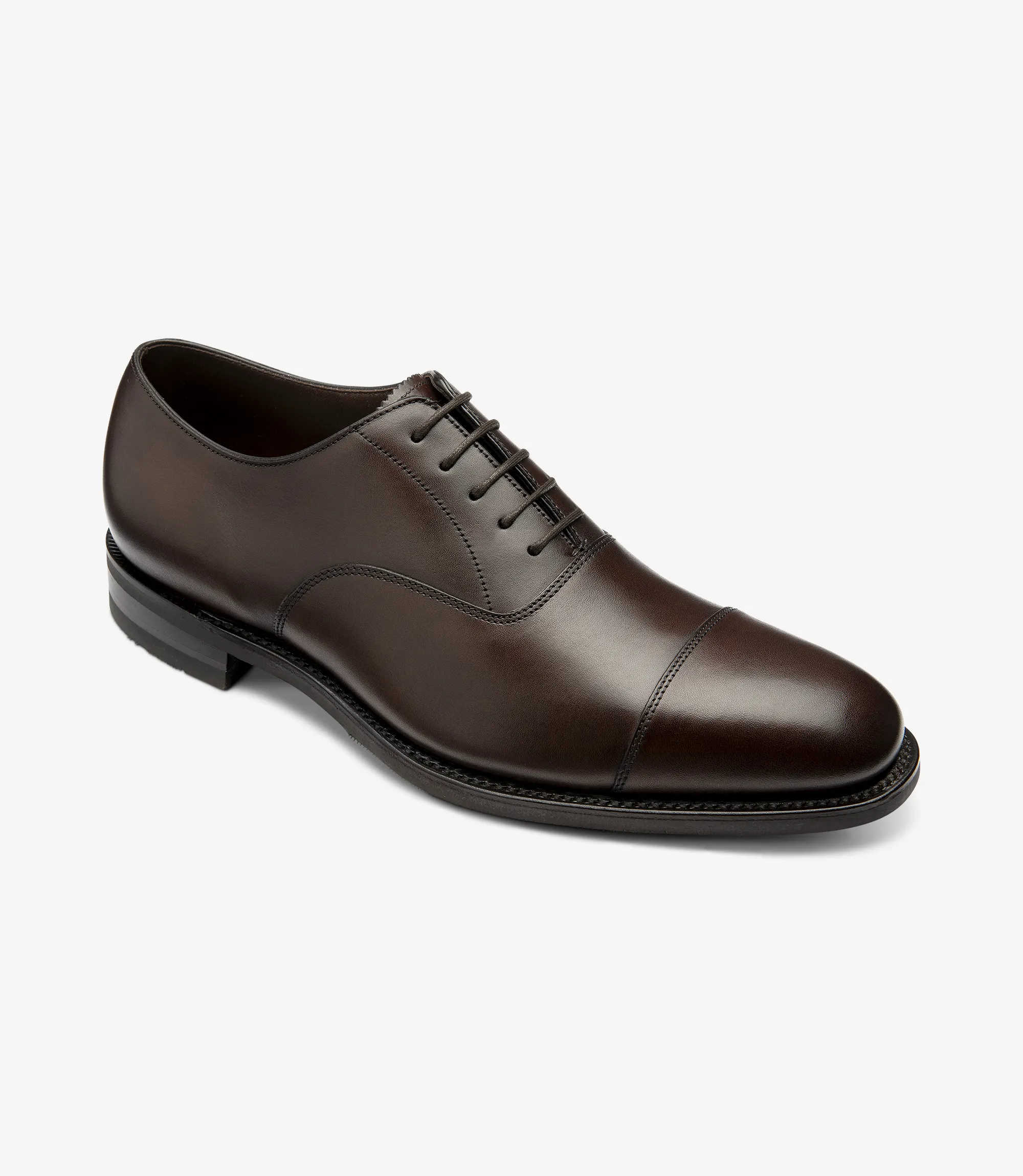 Men's Aldwych Dark Brown toe-cap shoes featuring rubber soles | Angle View