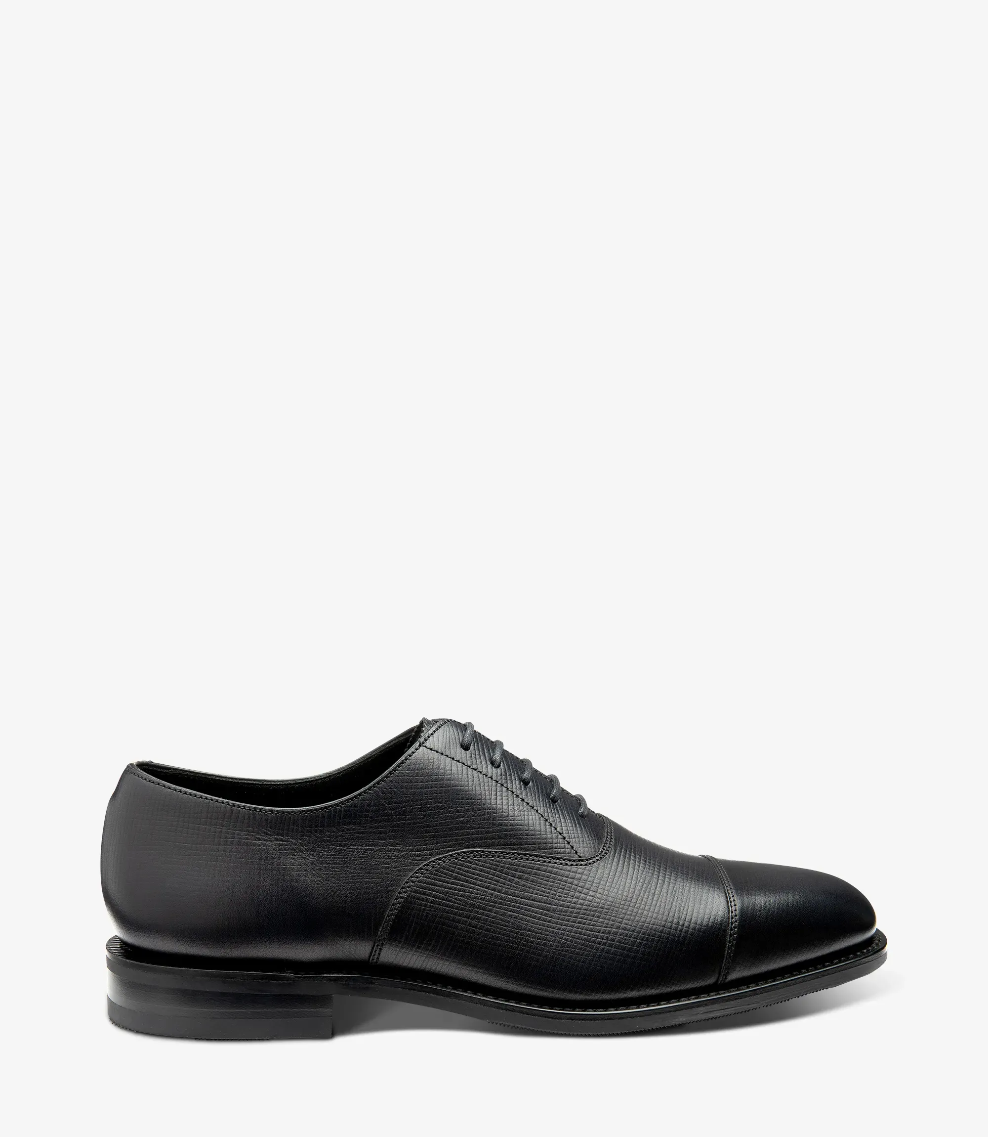 Men's Aldwych Black Grain toe-cap shoes featuring rubber soles | Side View