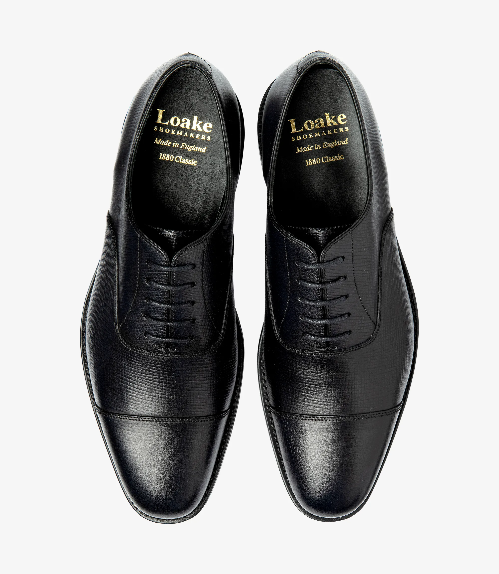 Men's Aldwych Black Grain toe-cap shoes featuring rubber soles | Top View