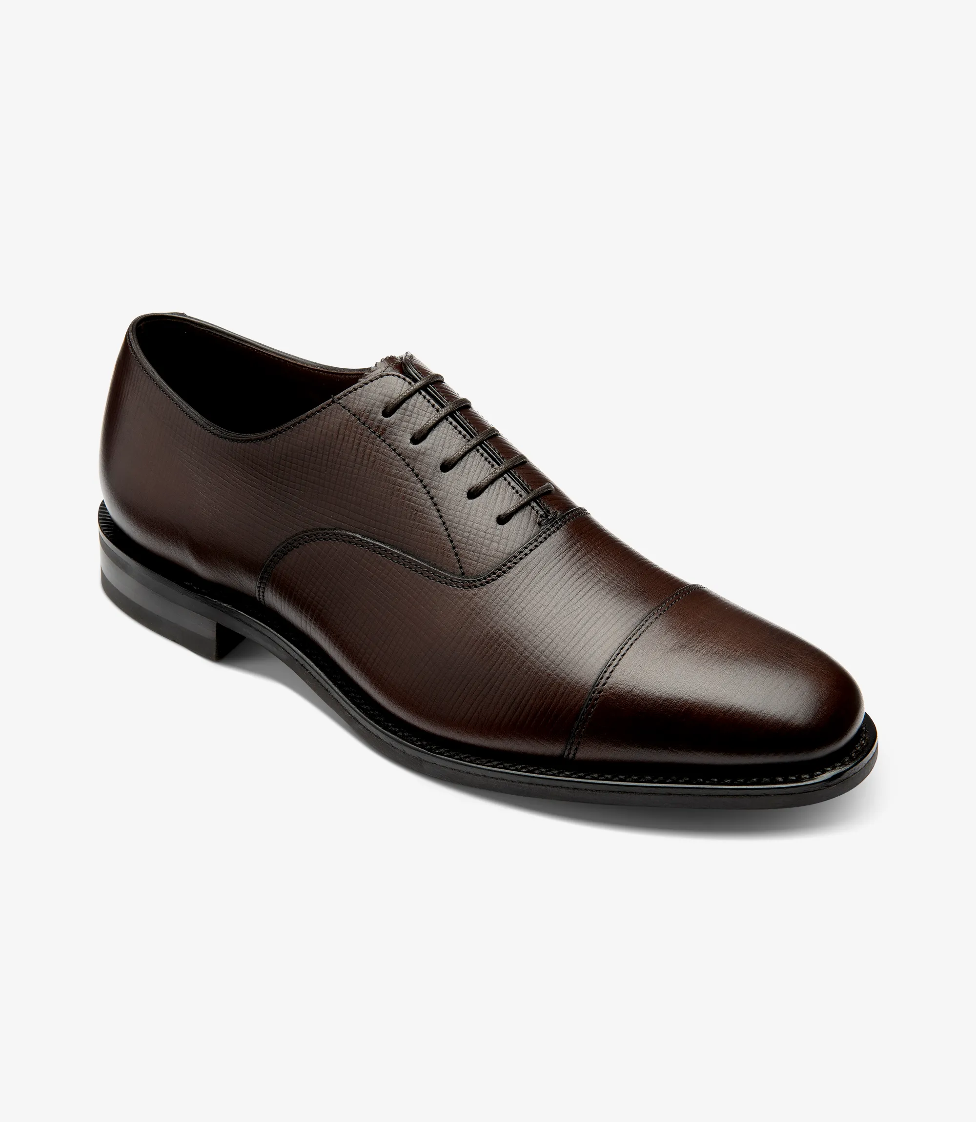 Men's Aldwych Dark Brown Grain toe-cap shoes featuring rubber soles | Angle View