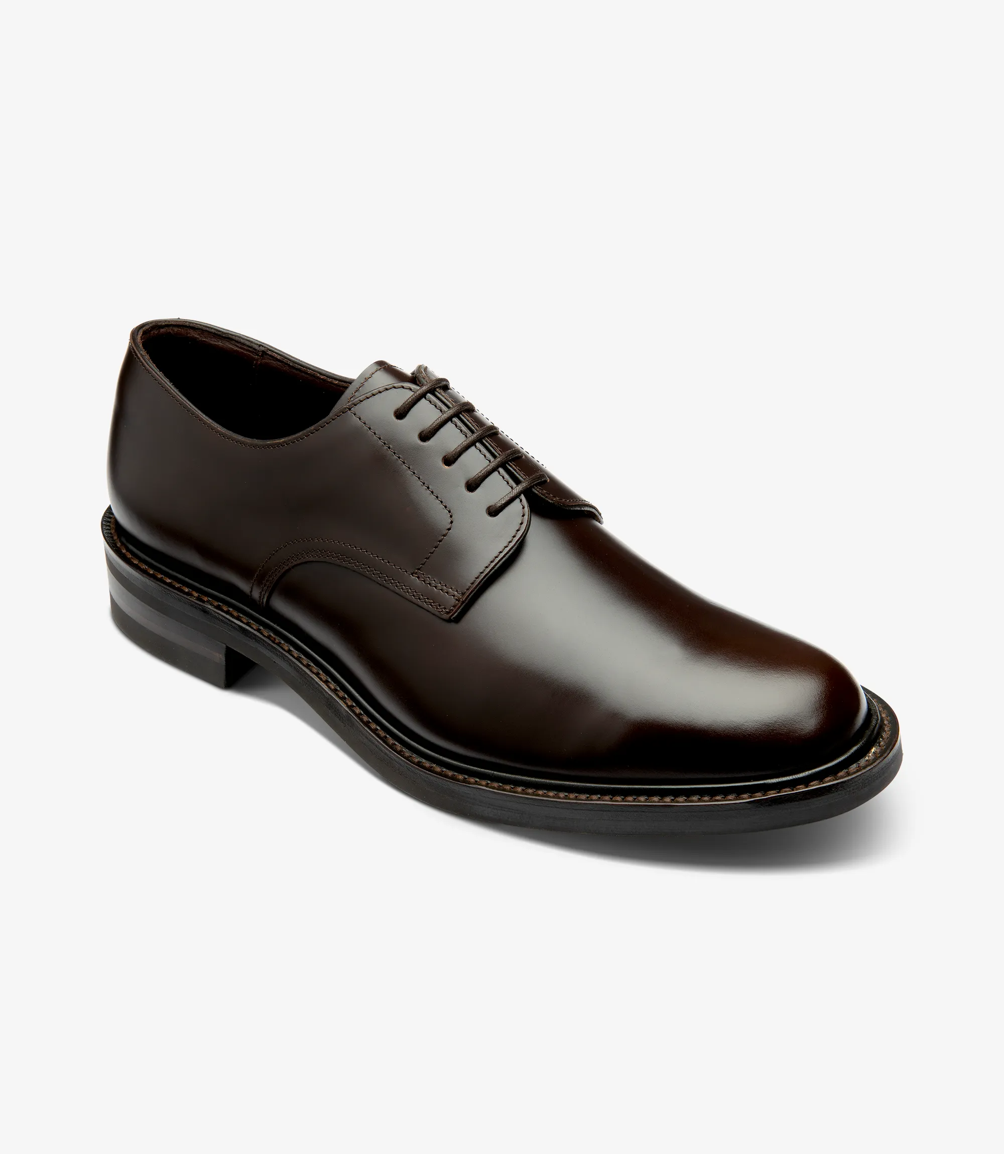 Men's Barbican Dark Brown plain-tie shoes featuring rubber soles | Angle View