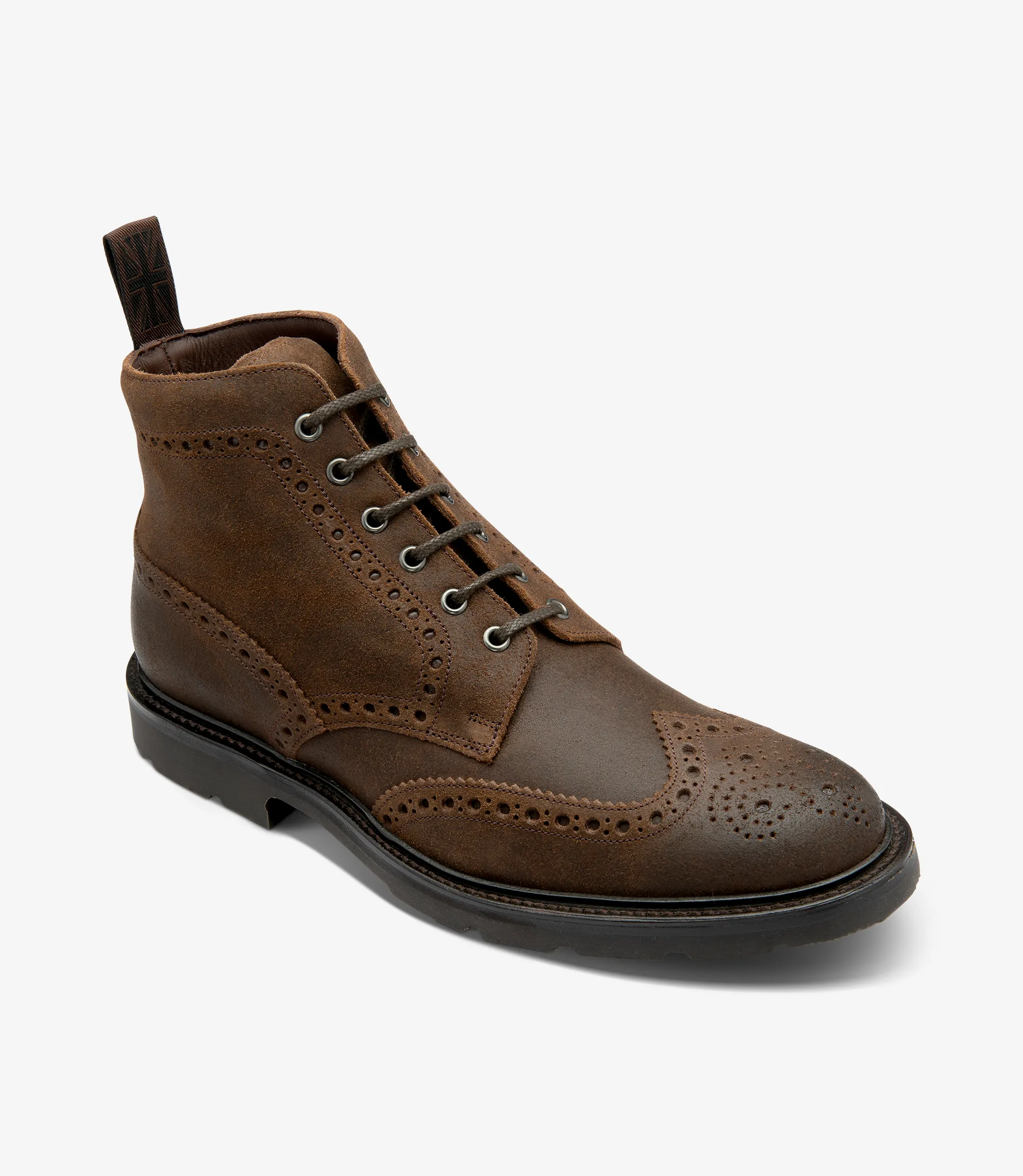 Men's Bude Brown boot shoes featuring rubber soles | Angle View