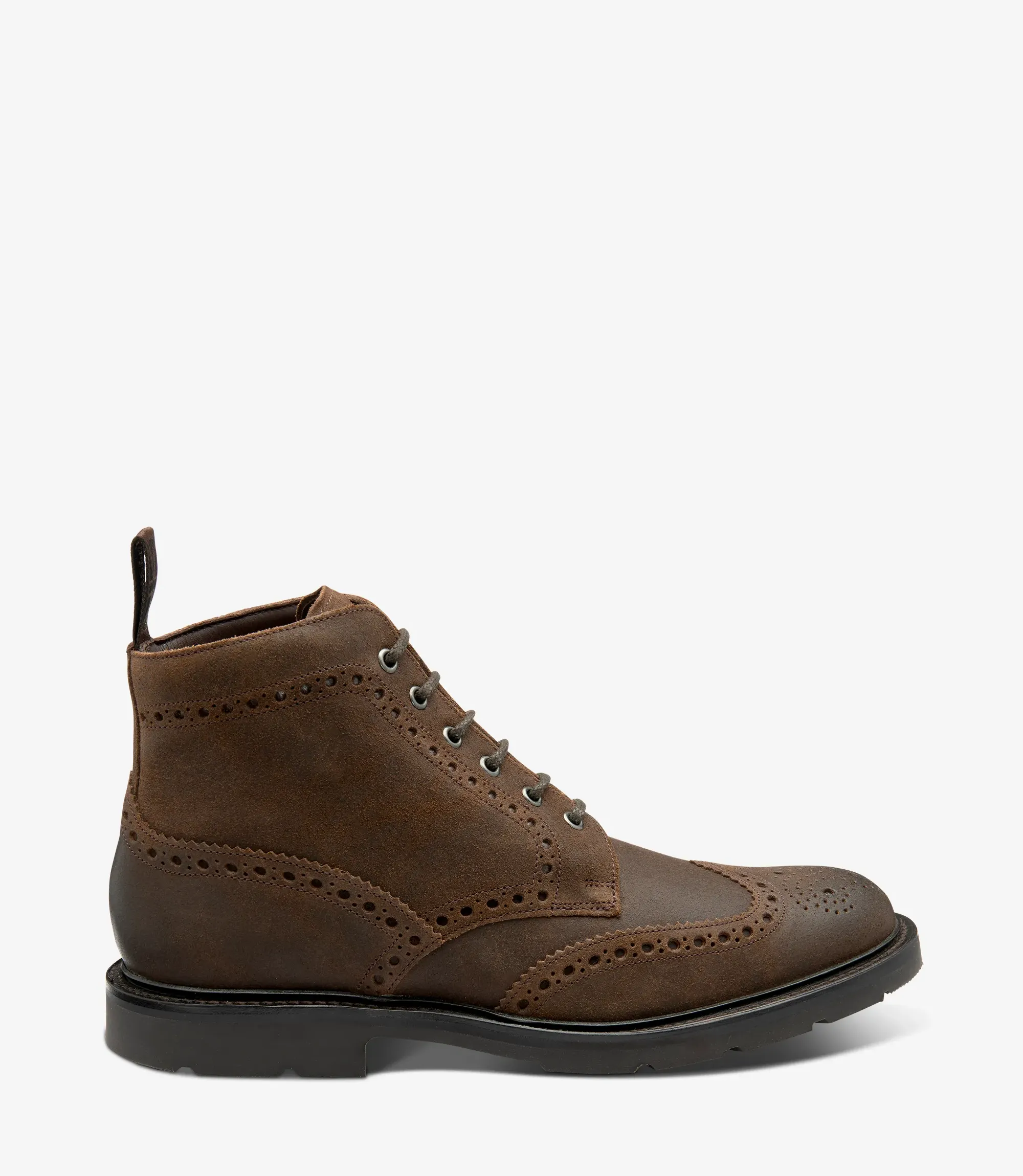 Men's Bude Brown boot shoes featuring rubber soles | Side View