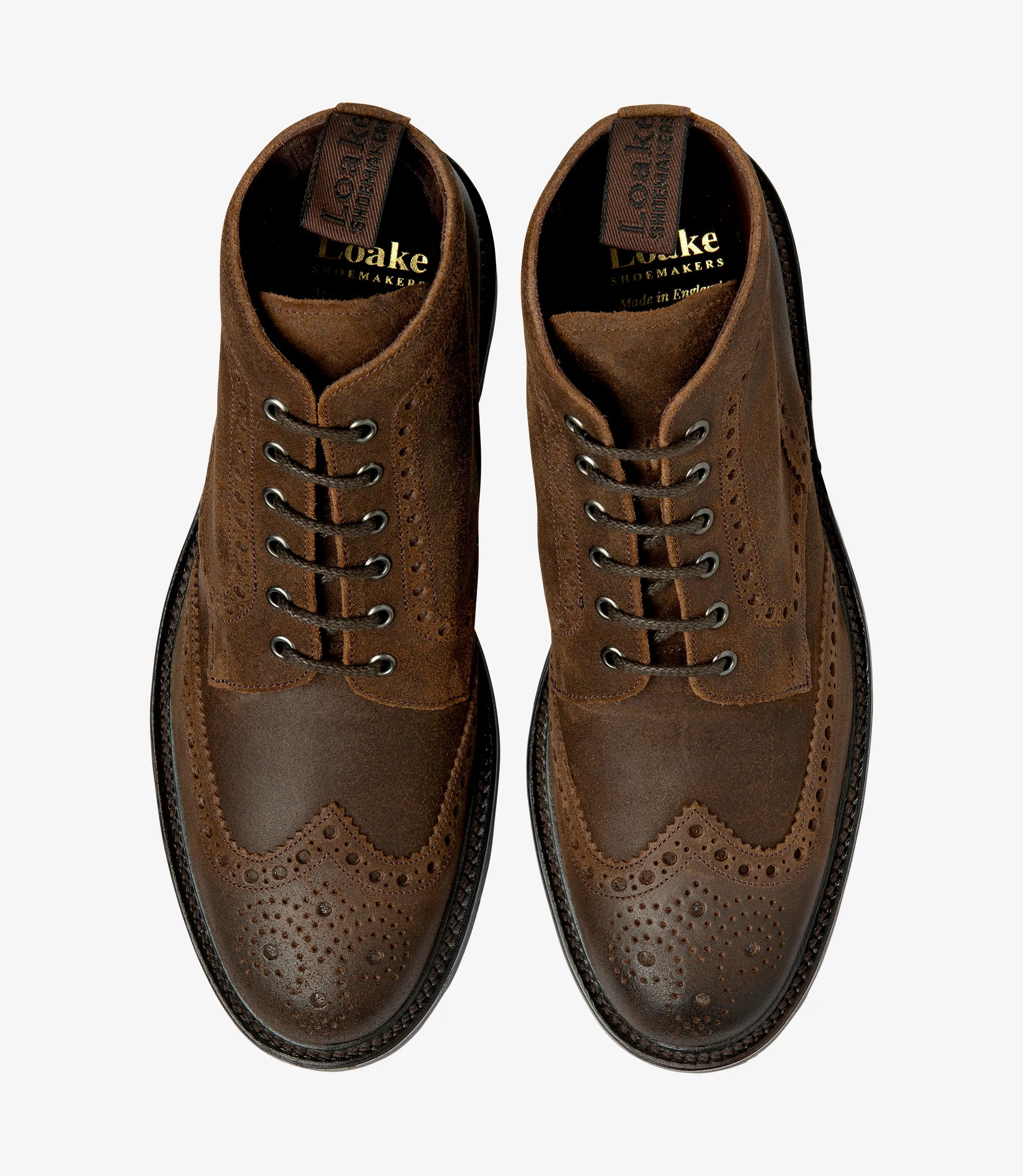Men's Bude Brown boot shoes featuring rubber soles | Top View
