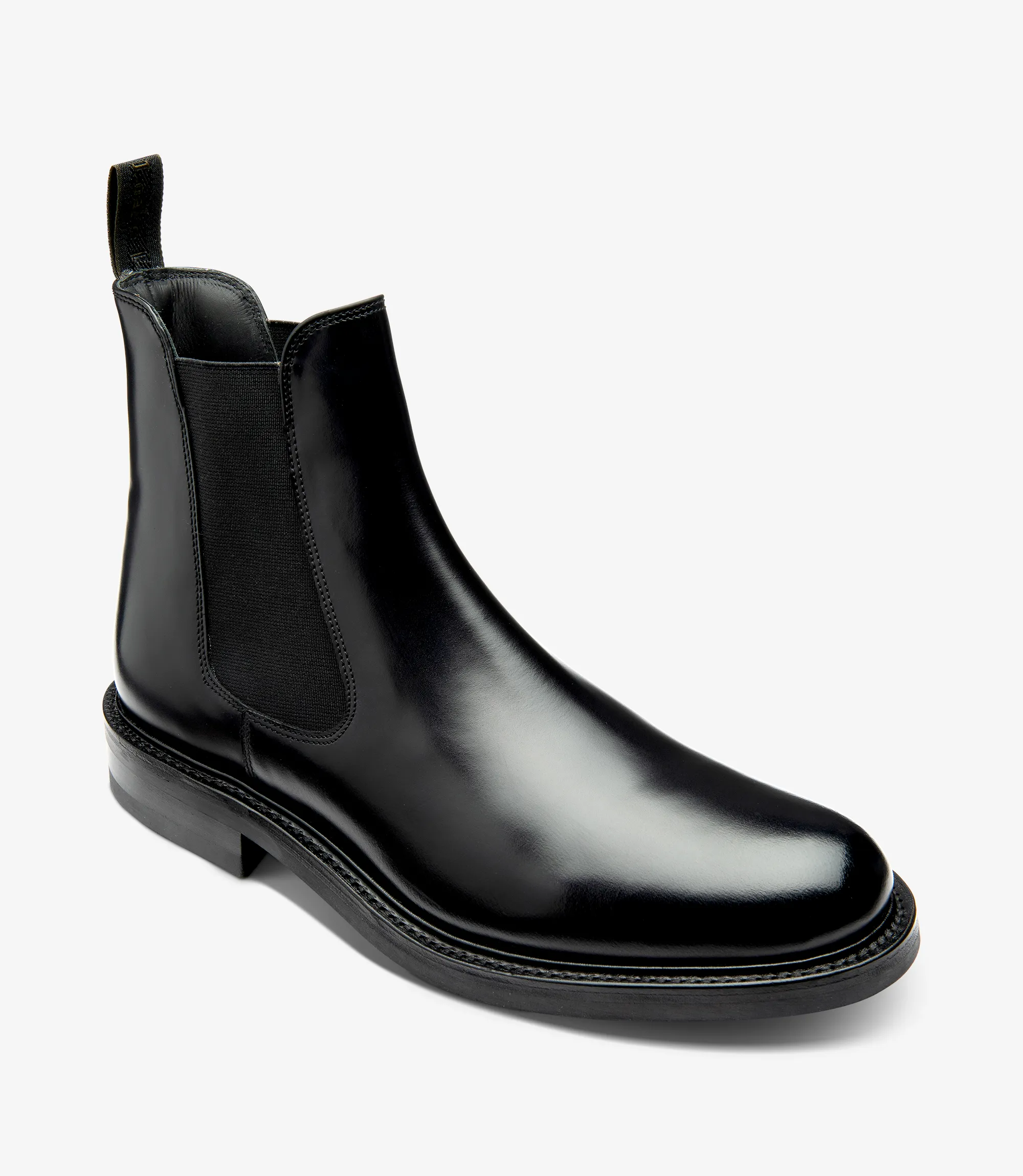 Men's Dorchester Black boot shoes featuring rubber soles | Angle View