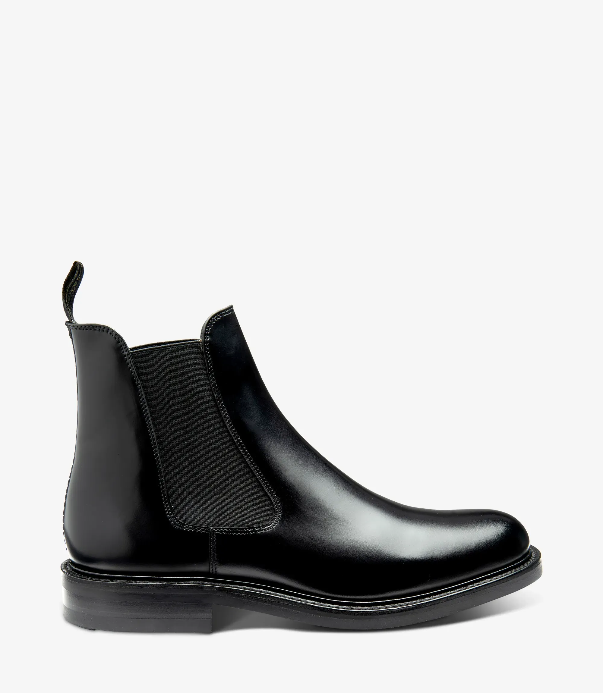 Men's Dorchester Black boot shoes featuring rubber soles | Side View