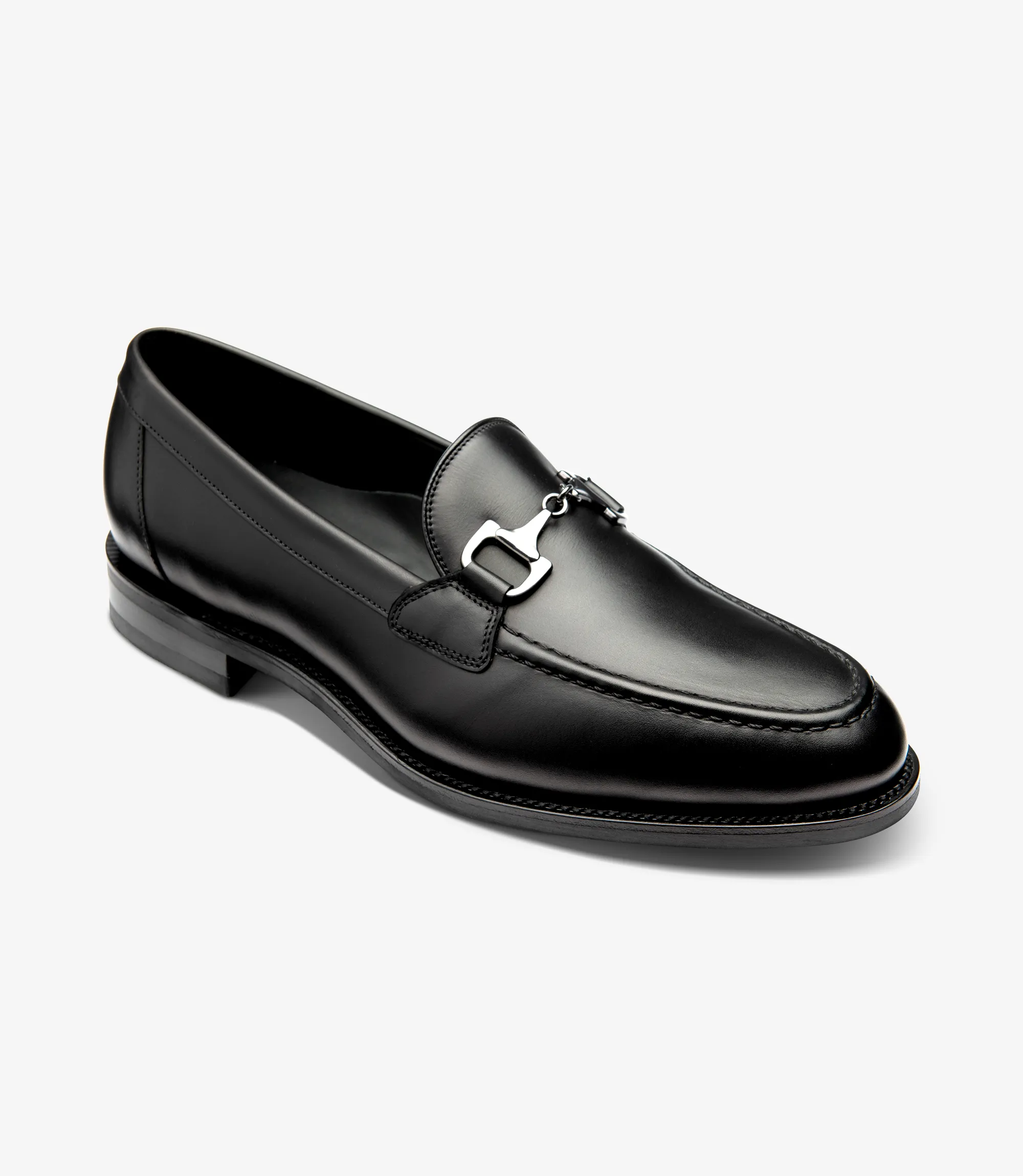 Men's Kensington Black loafer shoes featuring rubber soles | Angle View
