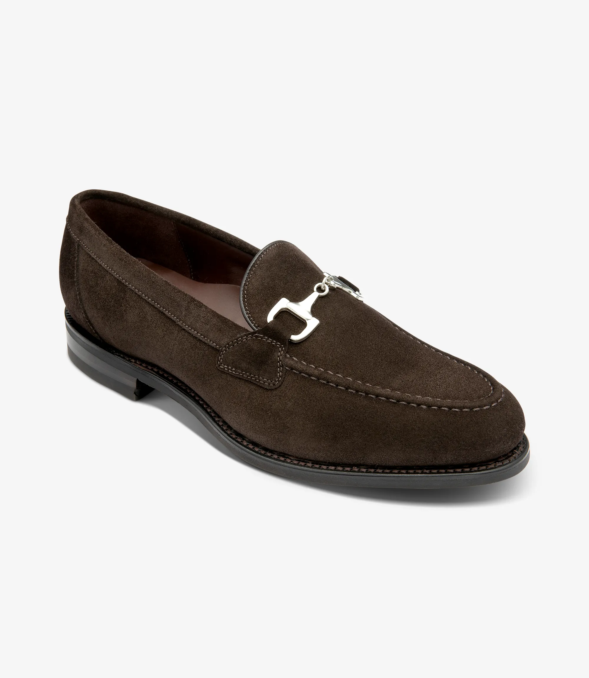 Men's Kensington Dark Brown loafer shoes featuring rubber soles | Angle View