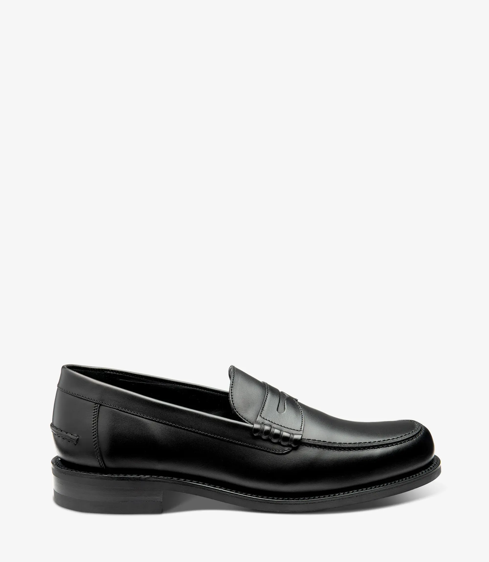 Men's Kingscliffe Black loafer shoes featuring rubber soles | Side View